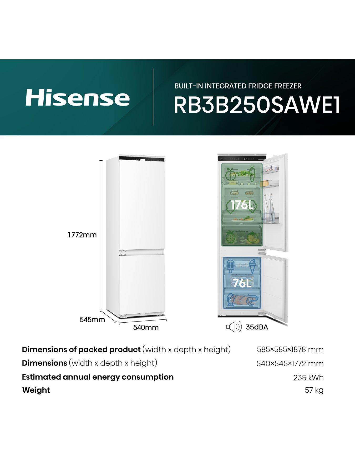Image 6 of 7 of Hisense RB3B250SAWE1 Wifi Connected 60/40 Integrated Fridge Freezer Sliding Hinge - White - E Rated