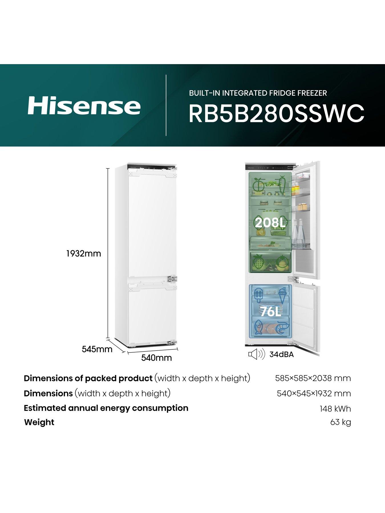 Image 6 of 7 of Hisense RB5B280SSWC Wifi Connected 177cm High 60/40 Integrated Fridge Freezer with Metal Tech Cooling - White - C Rated