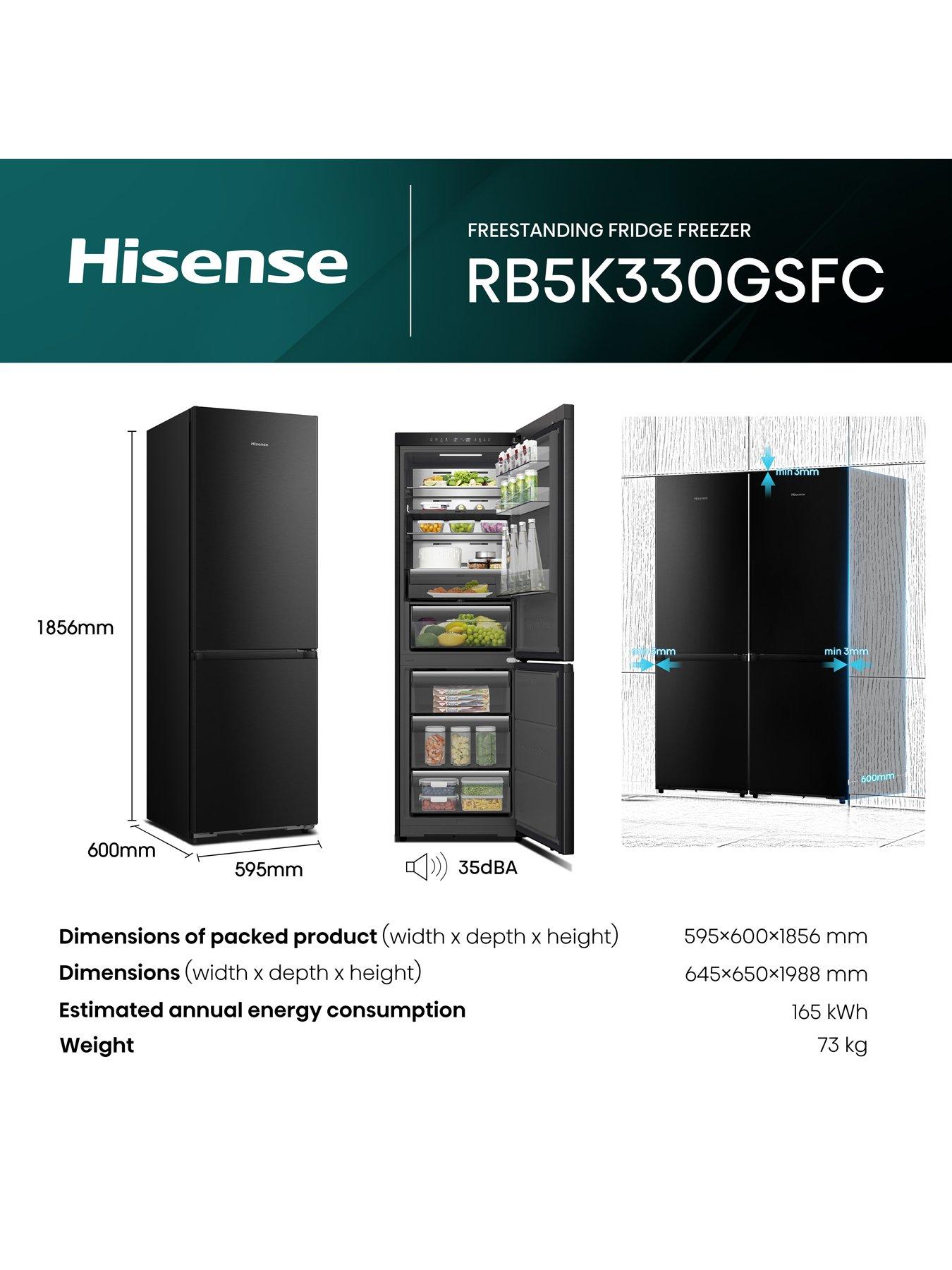 Image 4 of 6 of Hisense KitchenFit Eclipse RB5K330GSFC 60/40 Fridge freezer Wi-fi connected - Black Stainless - C Rated
