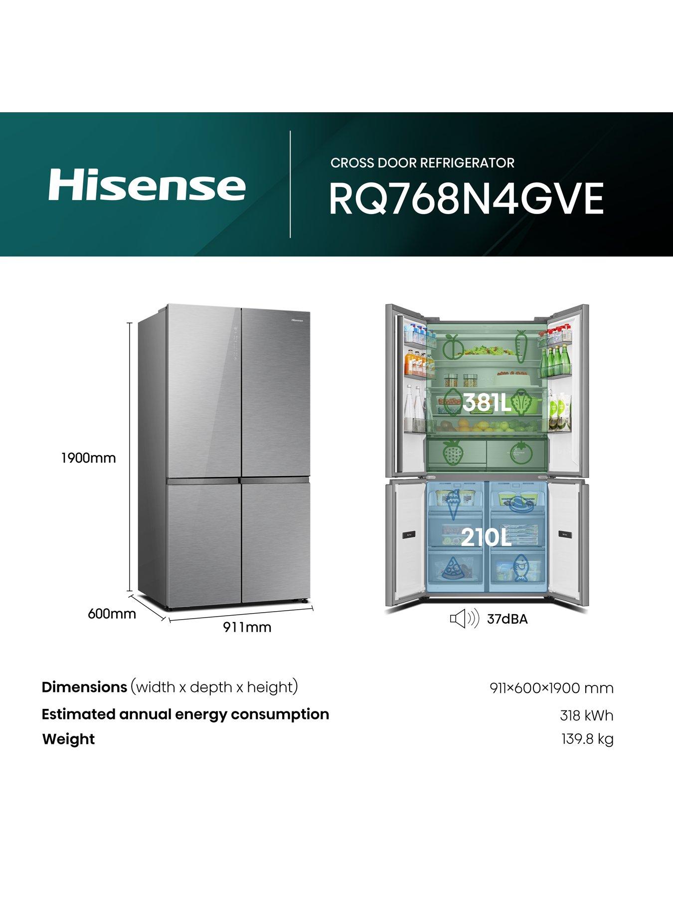 Image 7 of 7 of Hisense RQ768N4GVE KitchenFit Multidoor Fridge Freezer 591L Silver Glass - E Rated