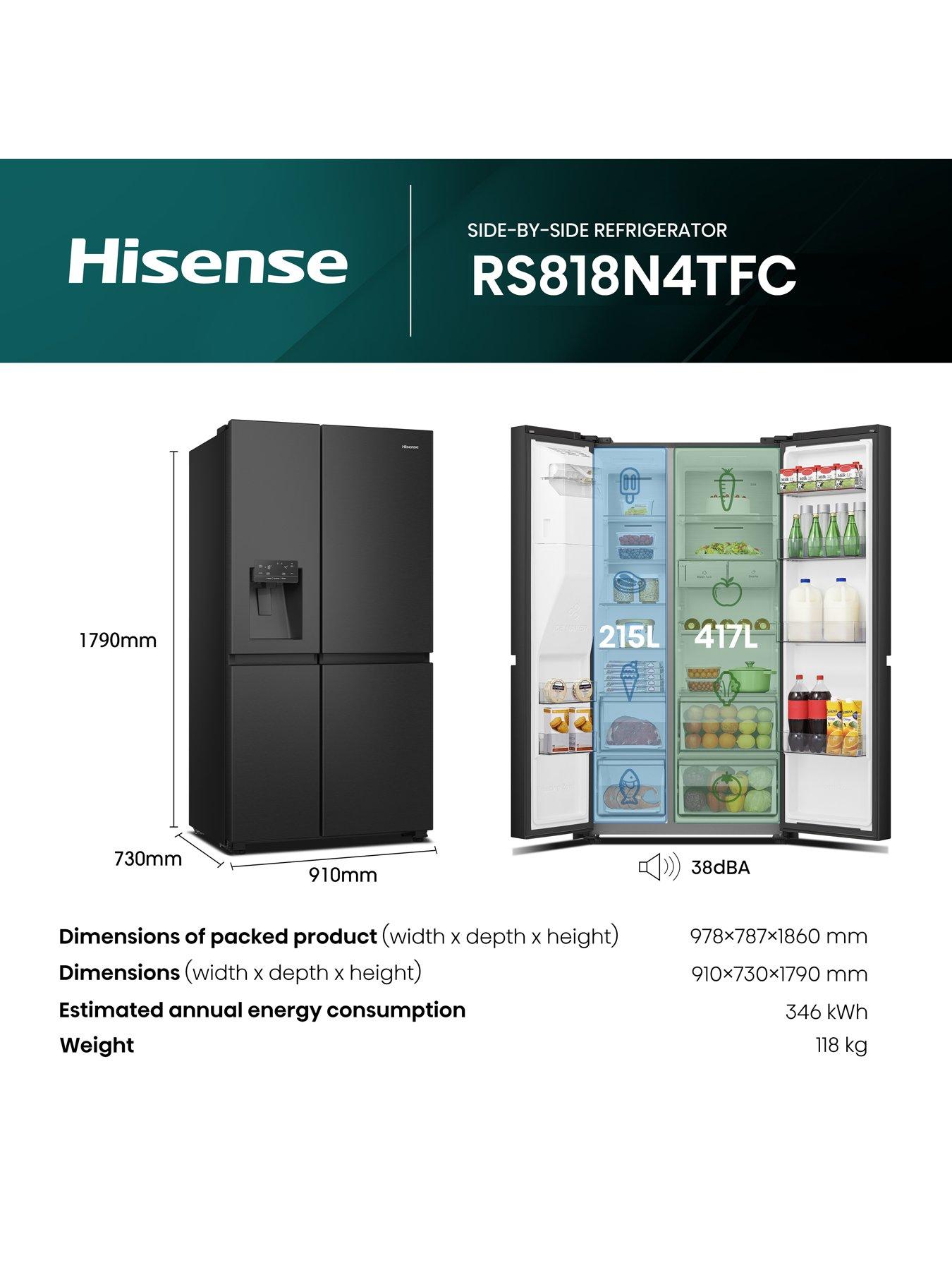 Image 5 of 7 of Hisense PureFlat Infinite RS818N4TFC American Smart Fridge Freezer - Black Stainless Steel