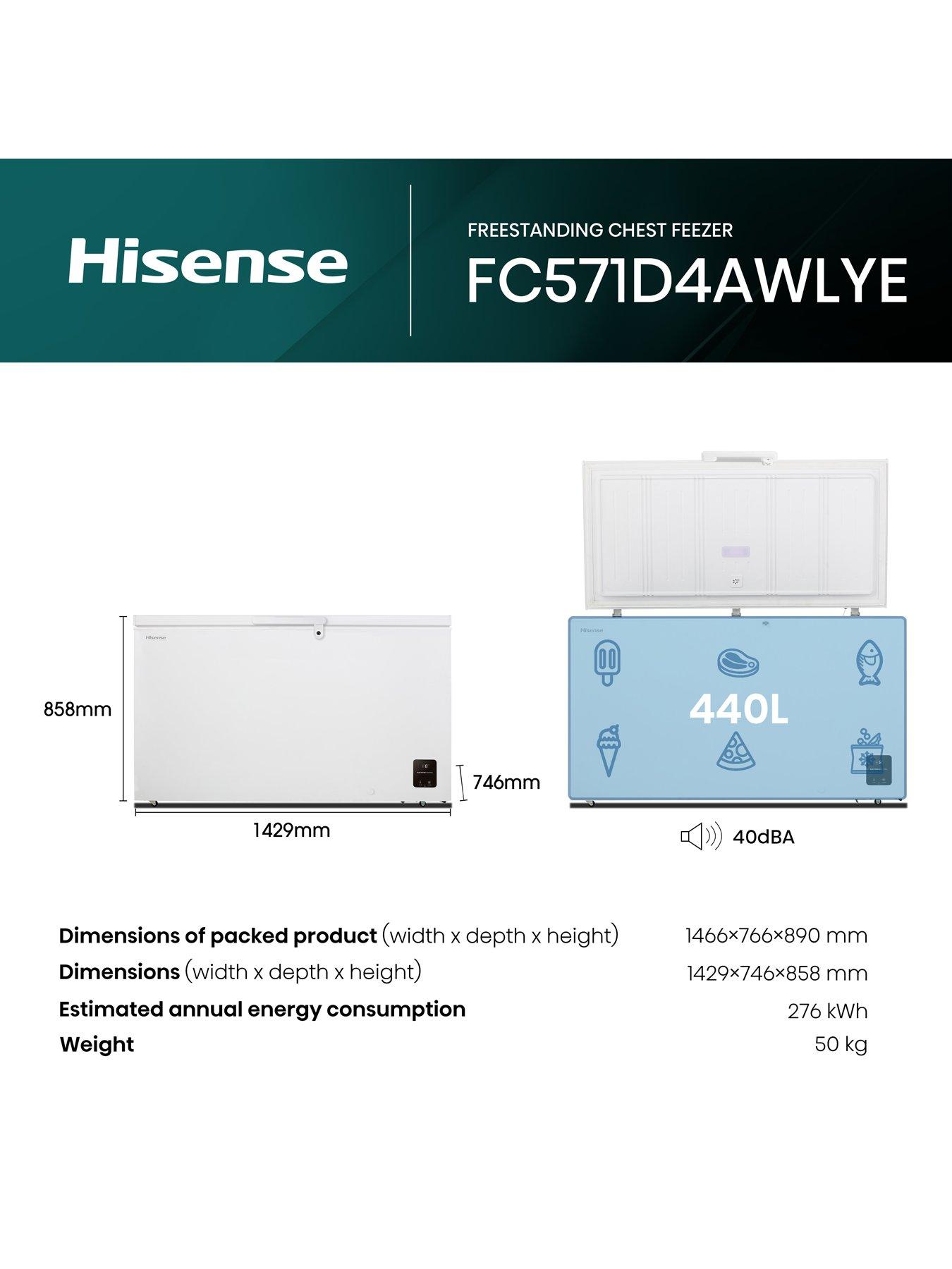 Hisense FC571D4AWLYE, 372L High Capacity Chest Freezer, E Rated in