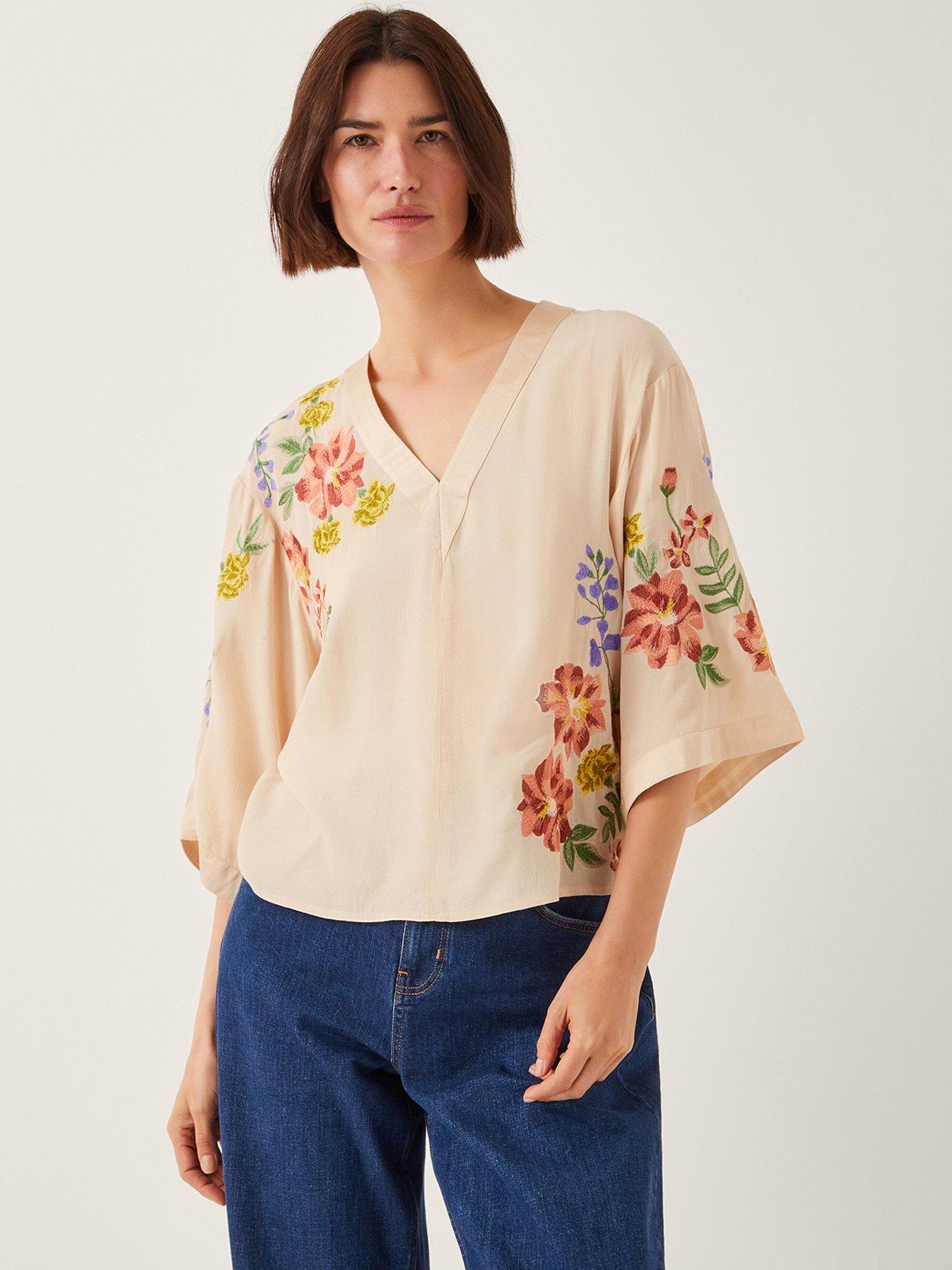 undefined Sylvia Emb Tie Top - Apricot