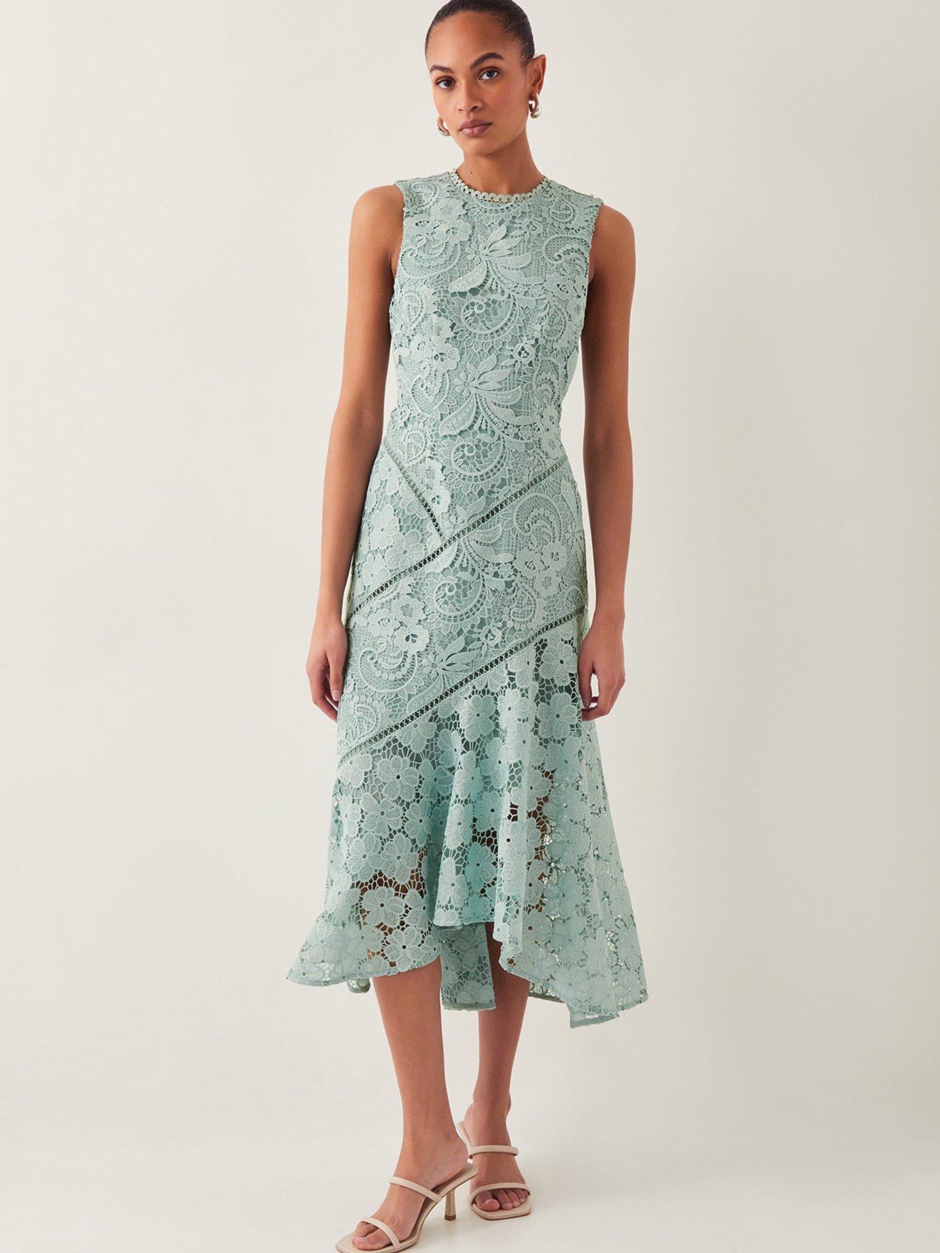 undefined Gianna Sleeveless Lace Midi Dress - Sage
