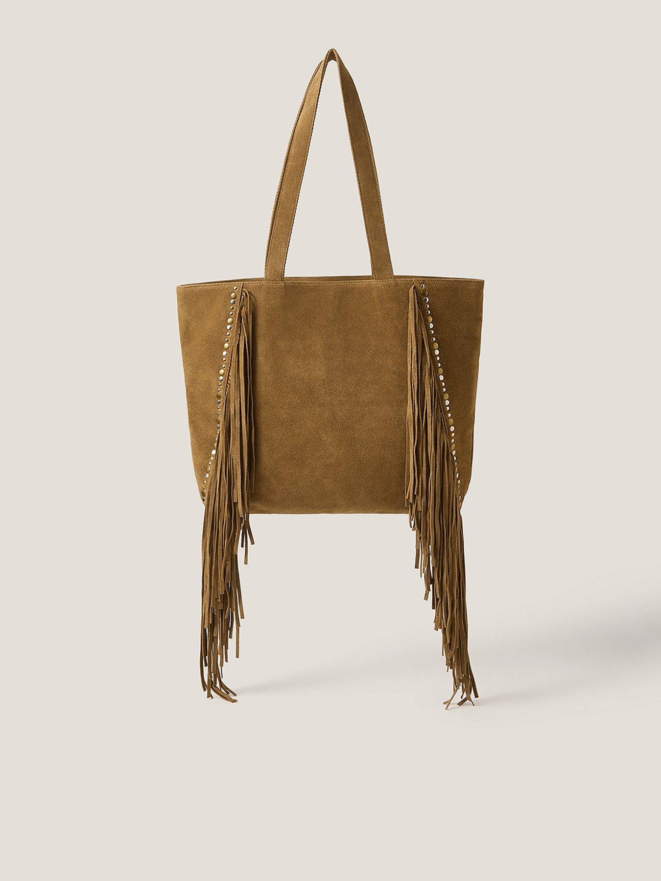 undefined Daisy Suede Fringe Tote - Brown