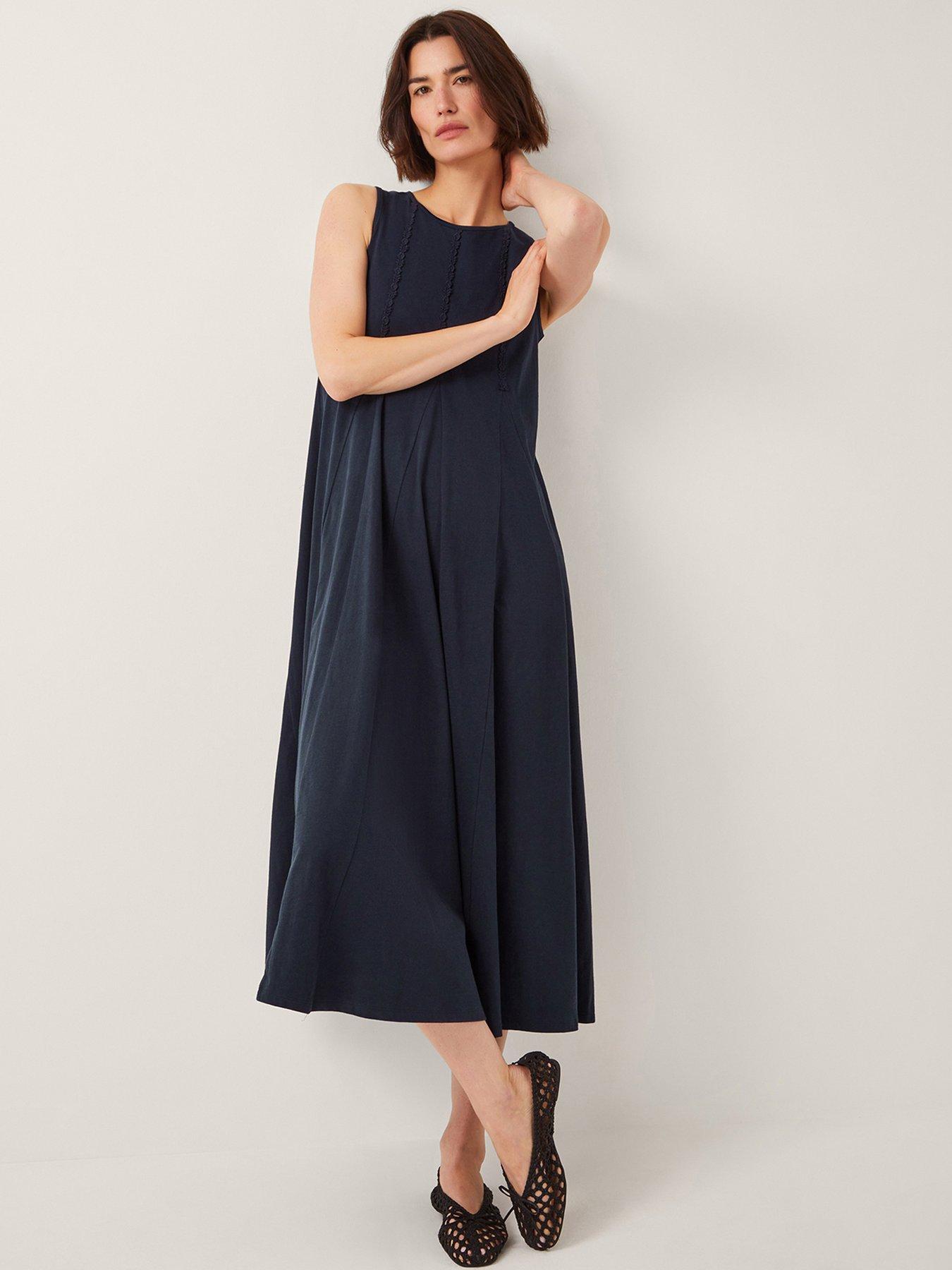 undefined Tate Trim Jersey Dress - Navy