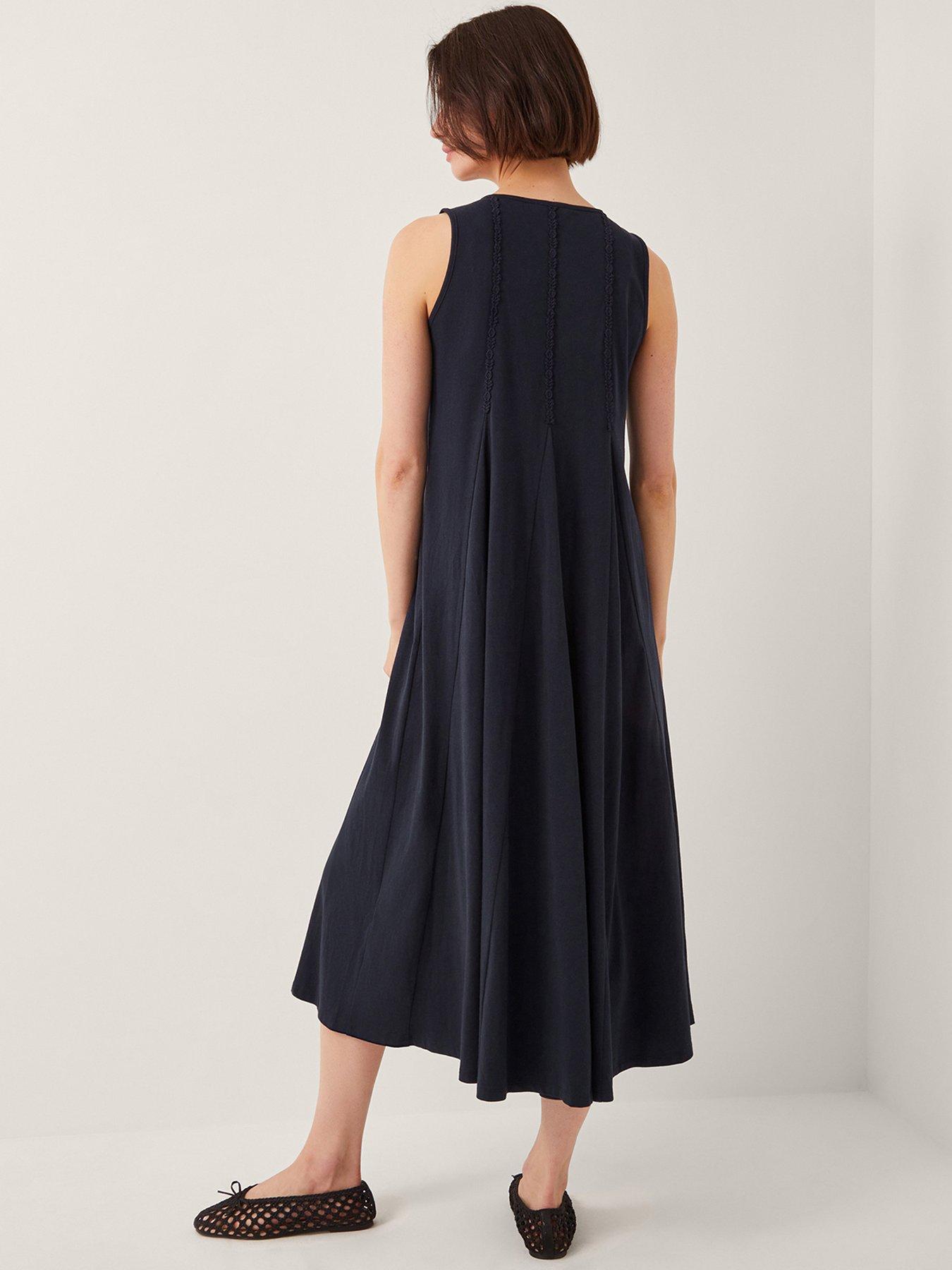 Image 2 of 5 of Monsoon Tate Trim Jersey Dress - Navy