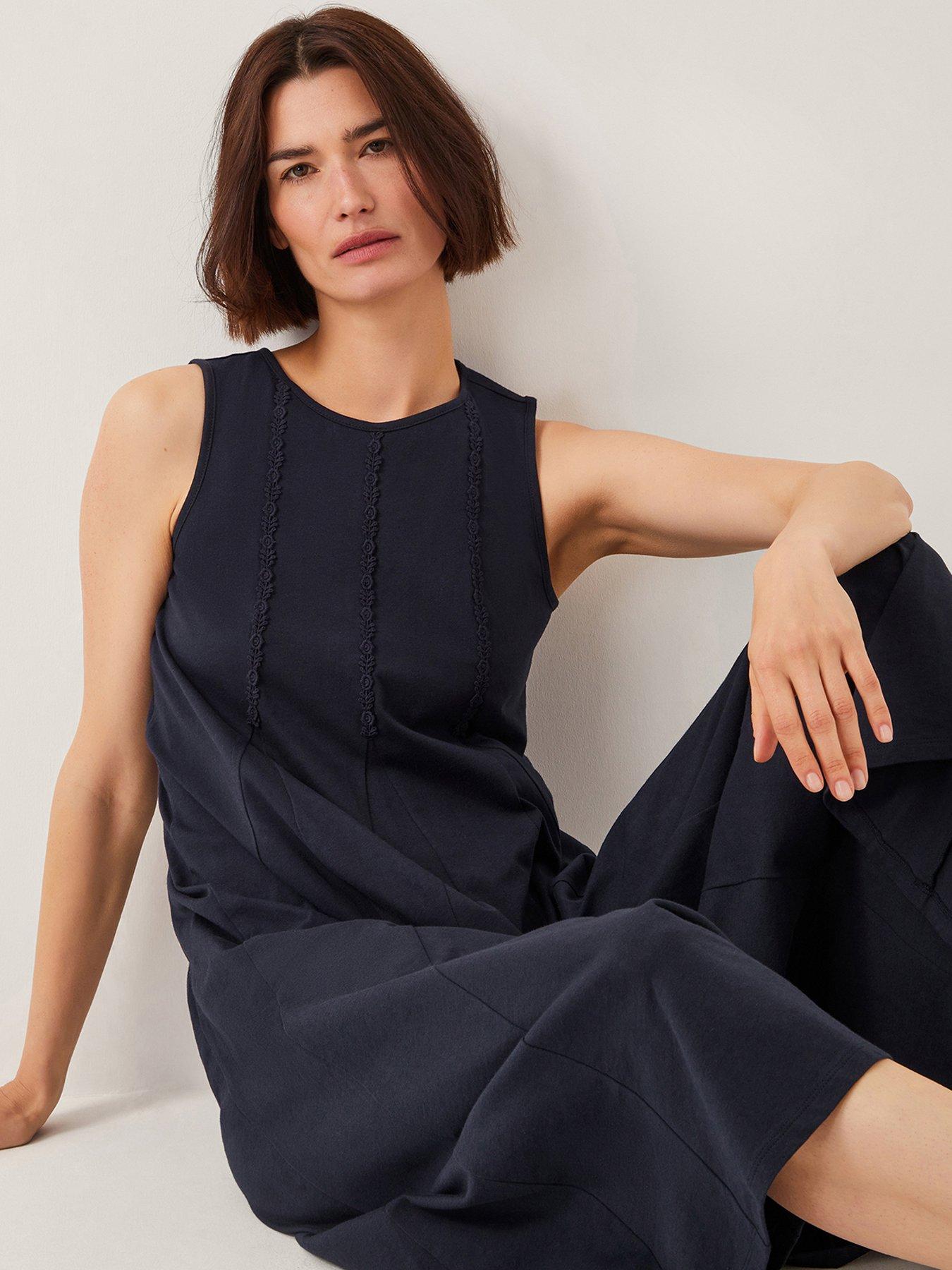 Image 4 of 5 of Monsoon Tate Trim Jersey Dress - Navy