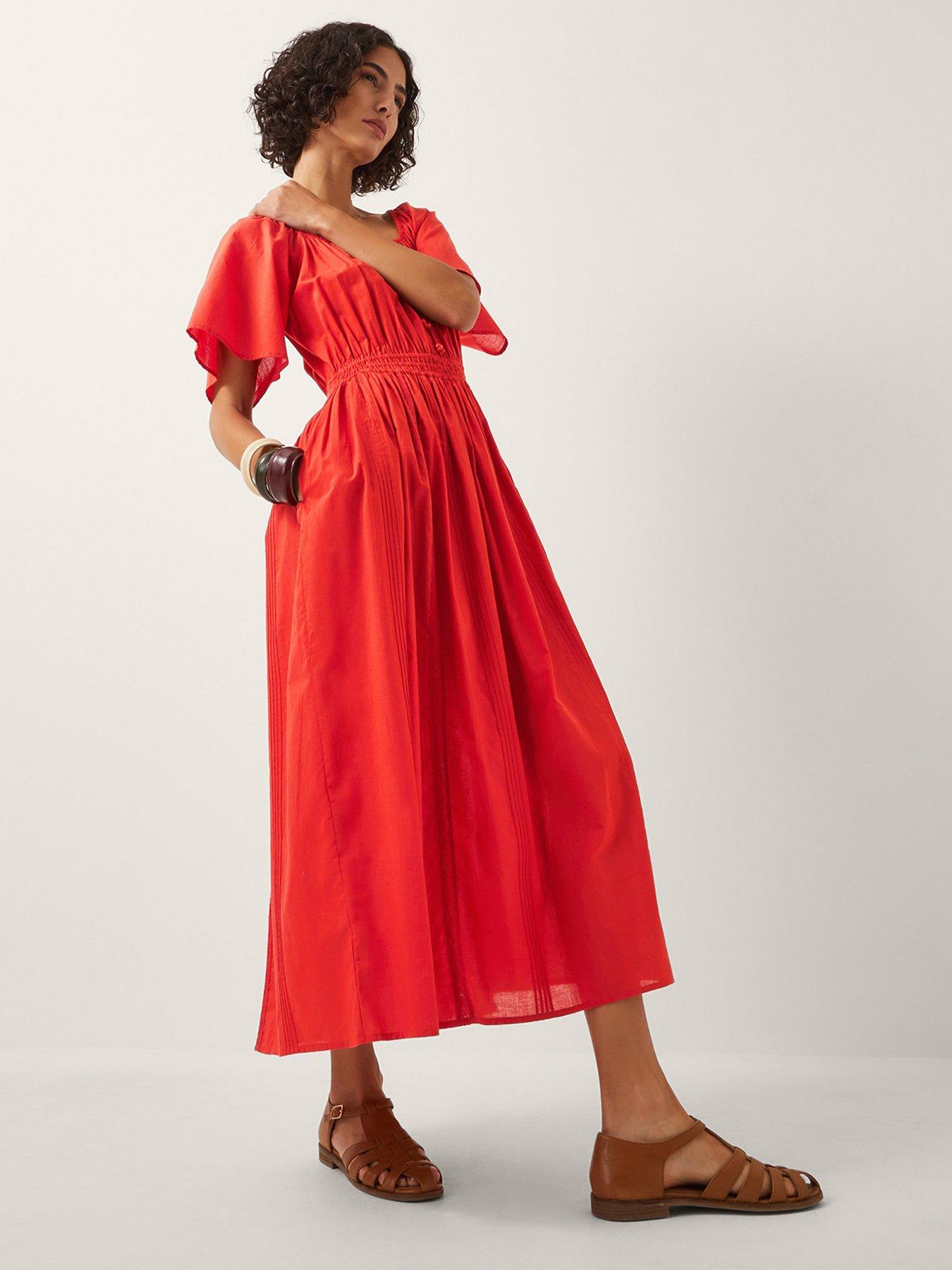 undefined Lane Tiered Dress - Rust Orange
