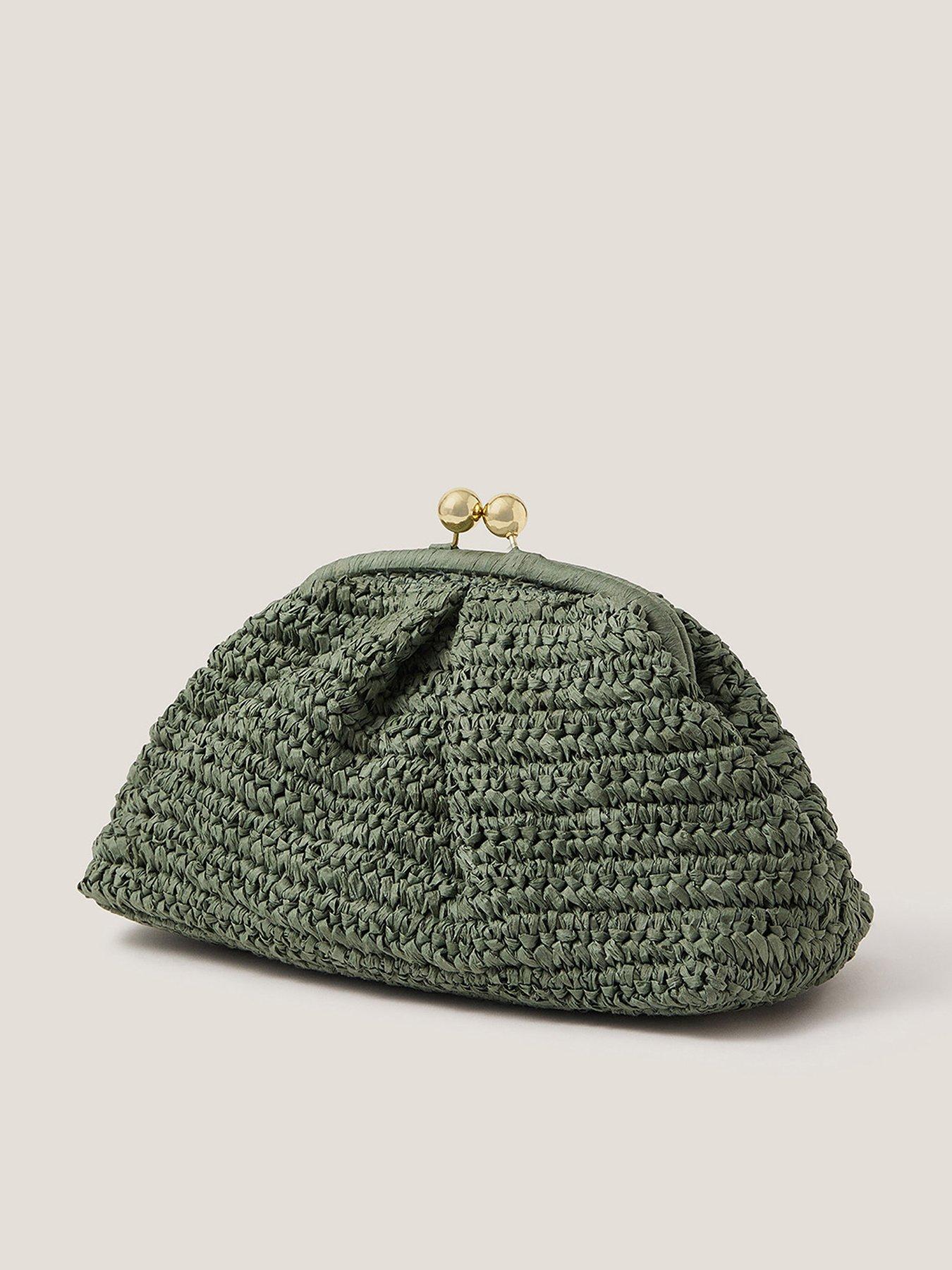 undefined Lana Raffia Clutch - Sage
