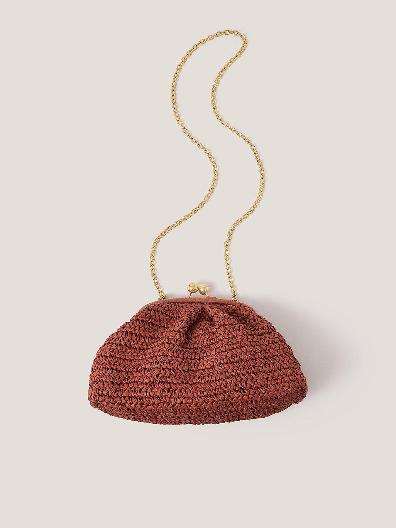 undefined Lana Raffia Clutch - Rust Orange