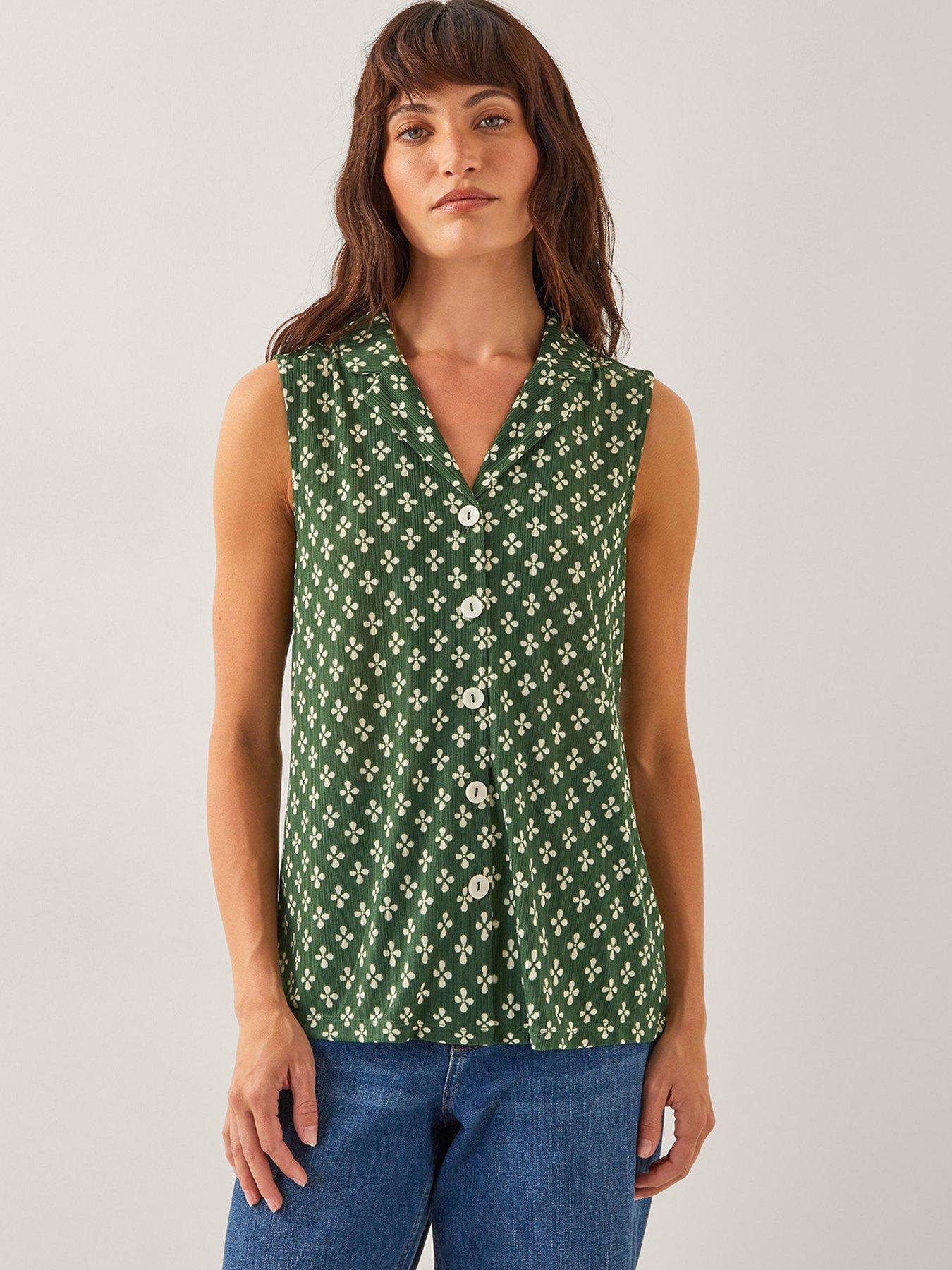 undefined Daisey Geo Jersey Top - Khaki - Green