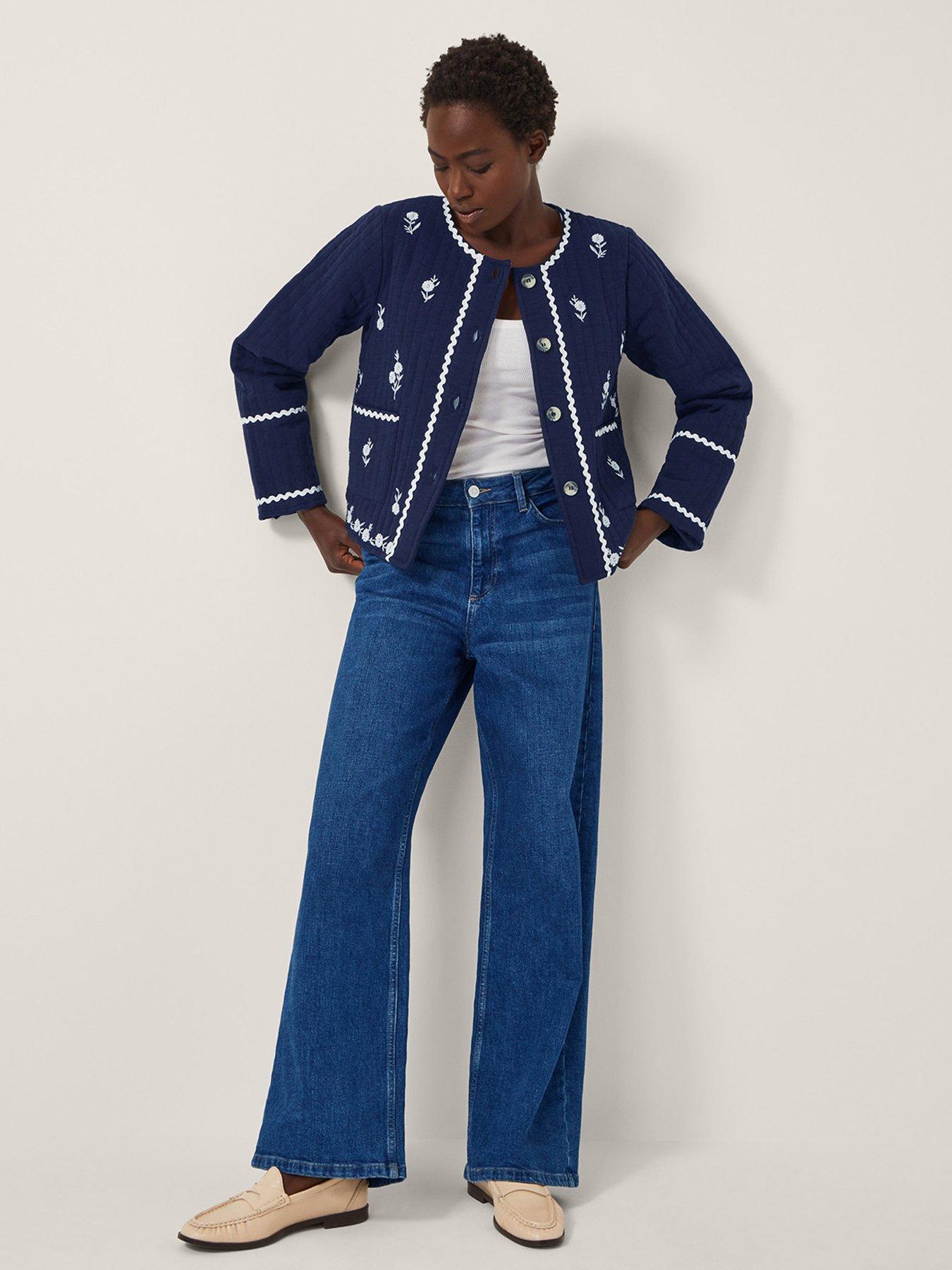 undefined Evie Emb Quilt Jacket - Navy