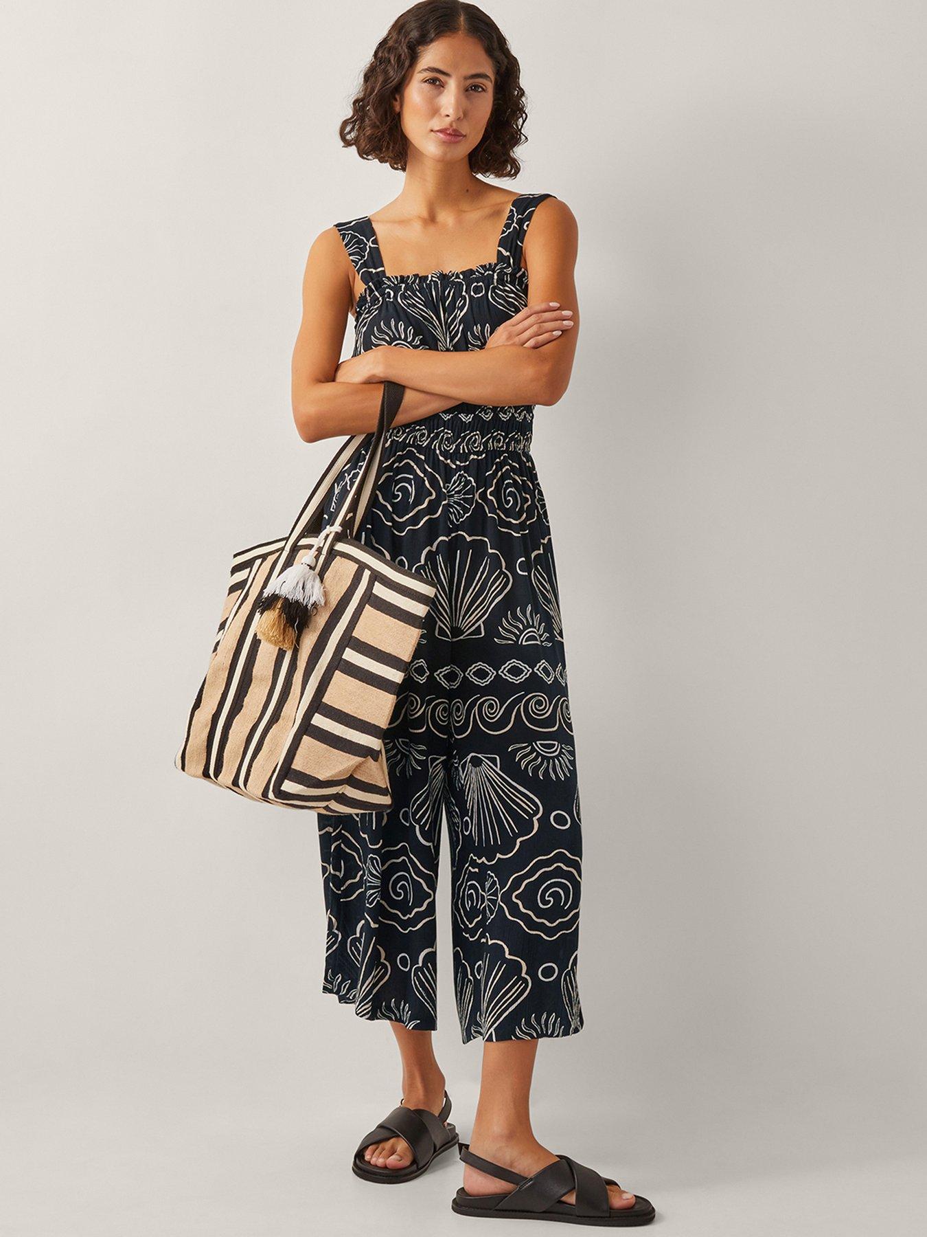 undefined Macie Printed Jumpsuit - Black