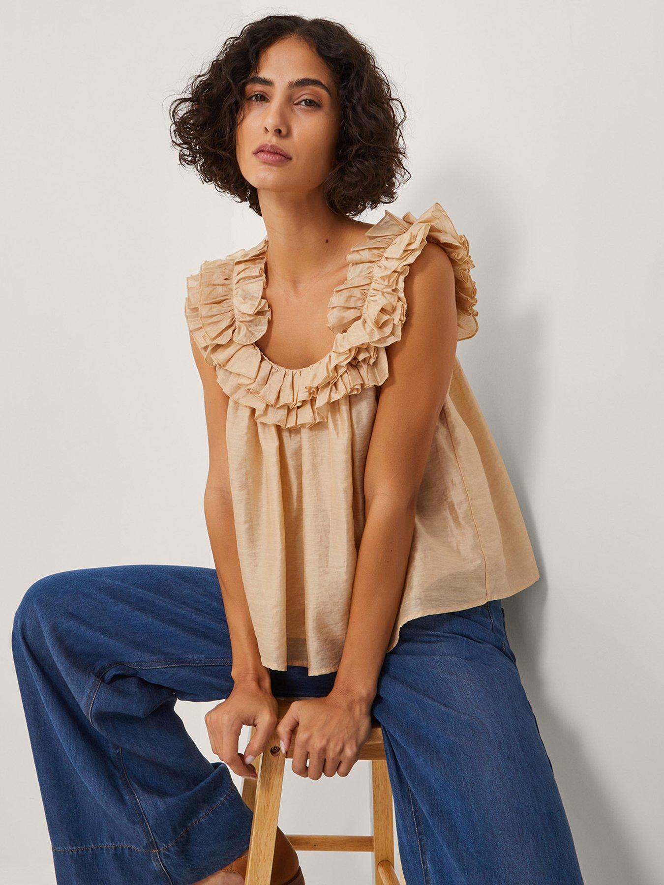 undefined Ella Frill Top - Apricot
