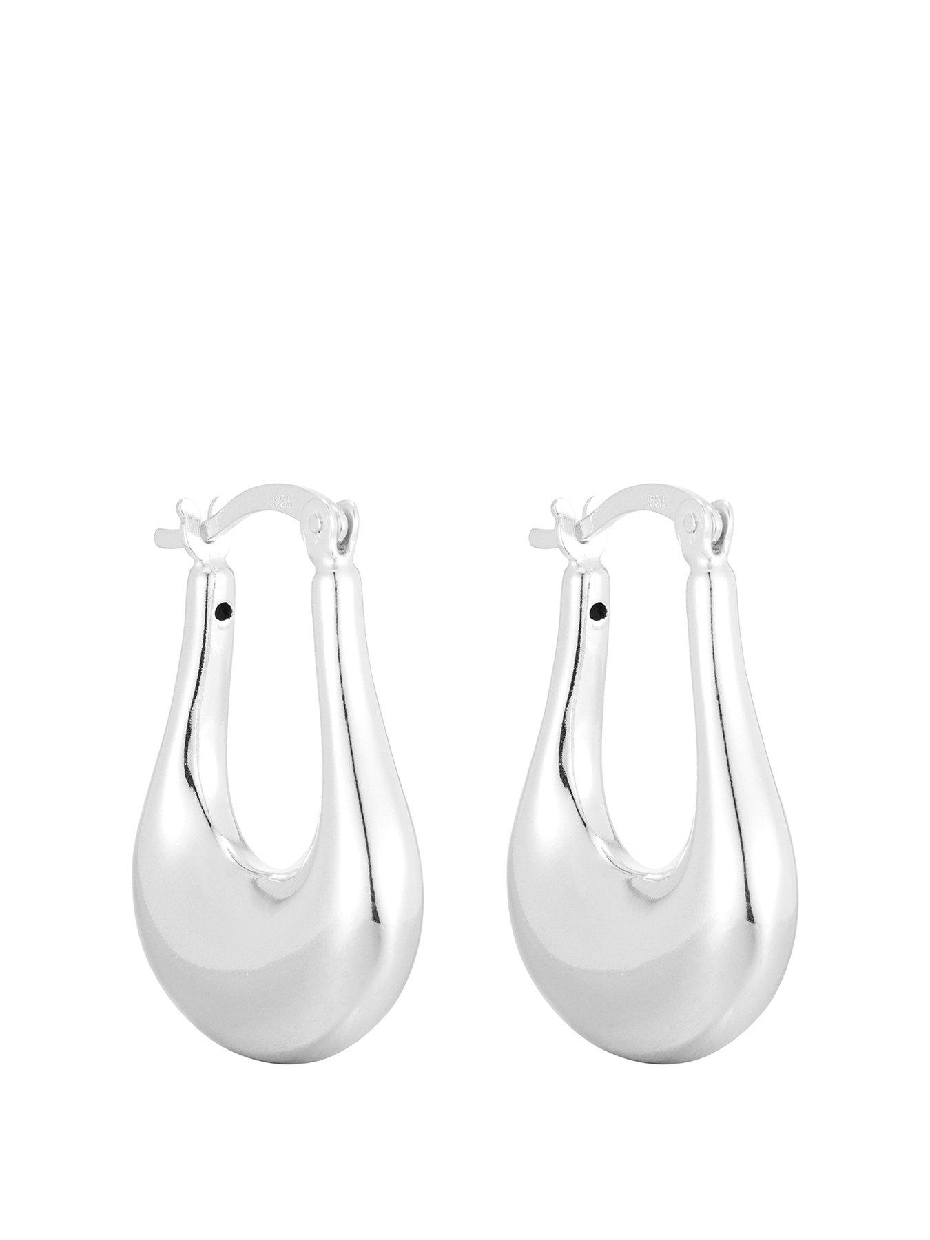 undefined Sterling Silver Chunky Molten Hoops