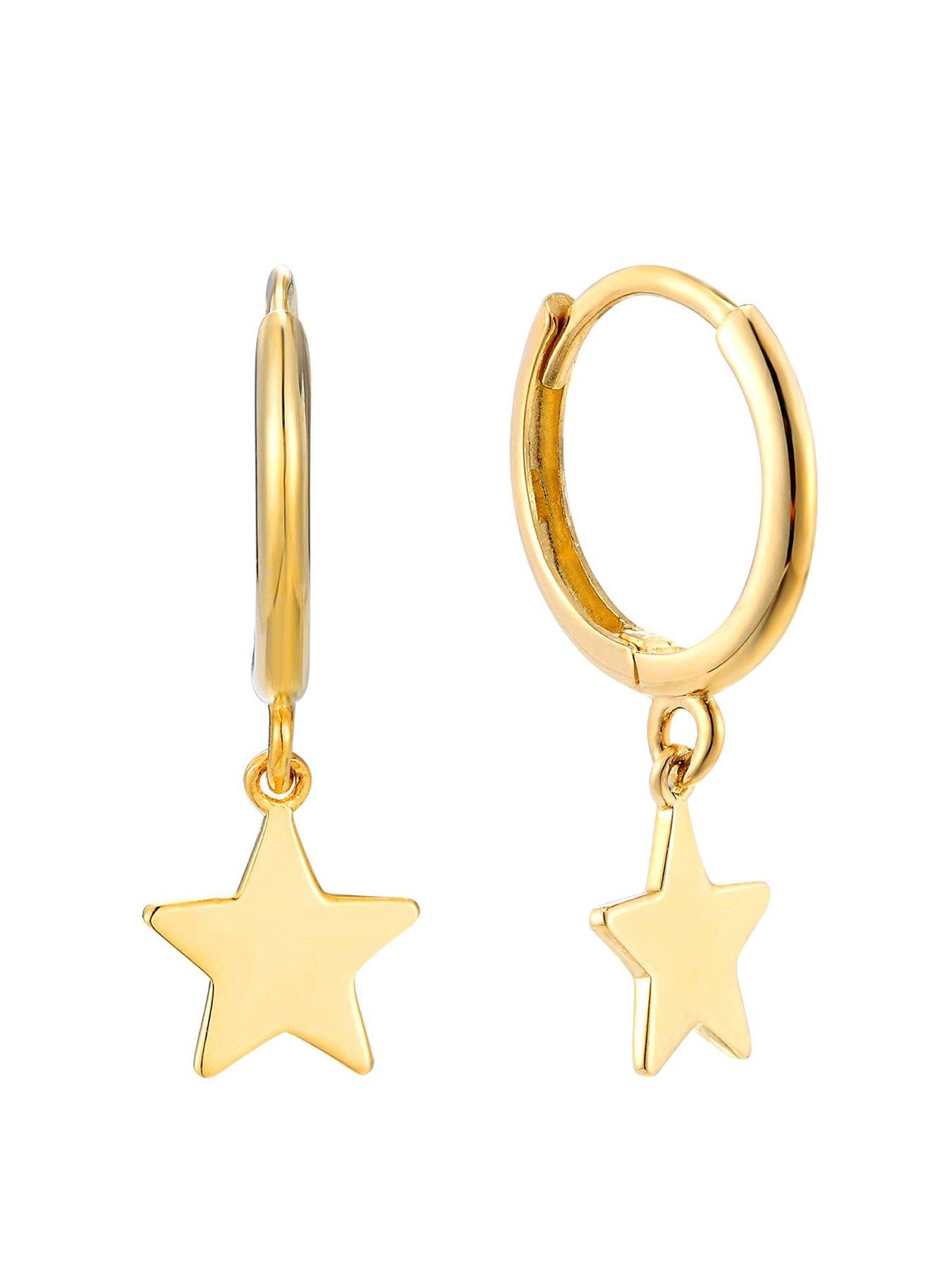 undefined 18ct Gold Vermeil Star Charm Hoops