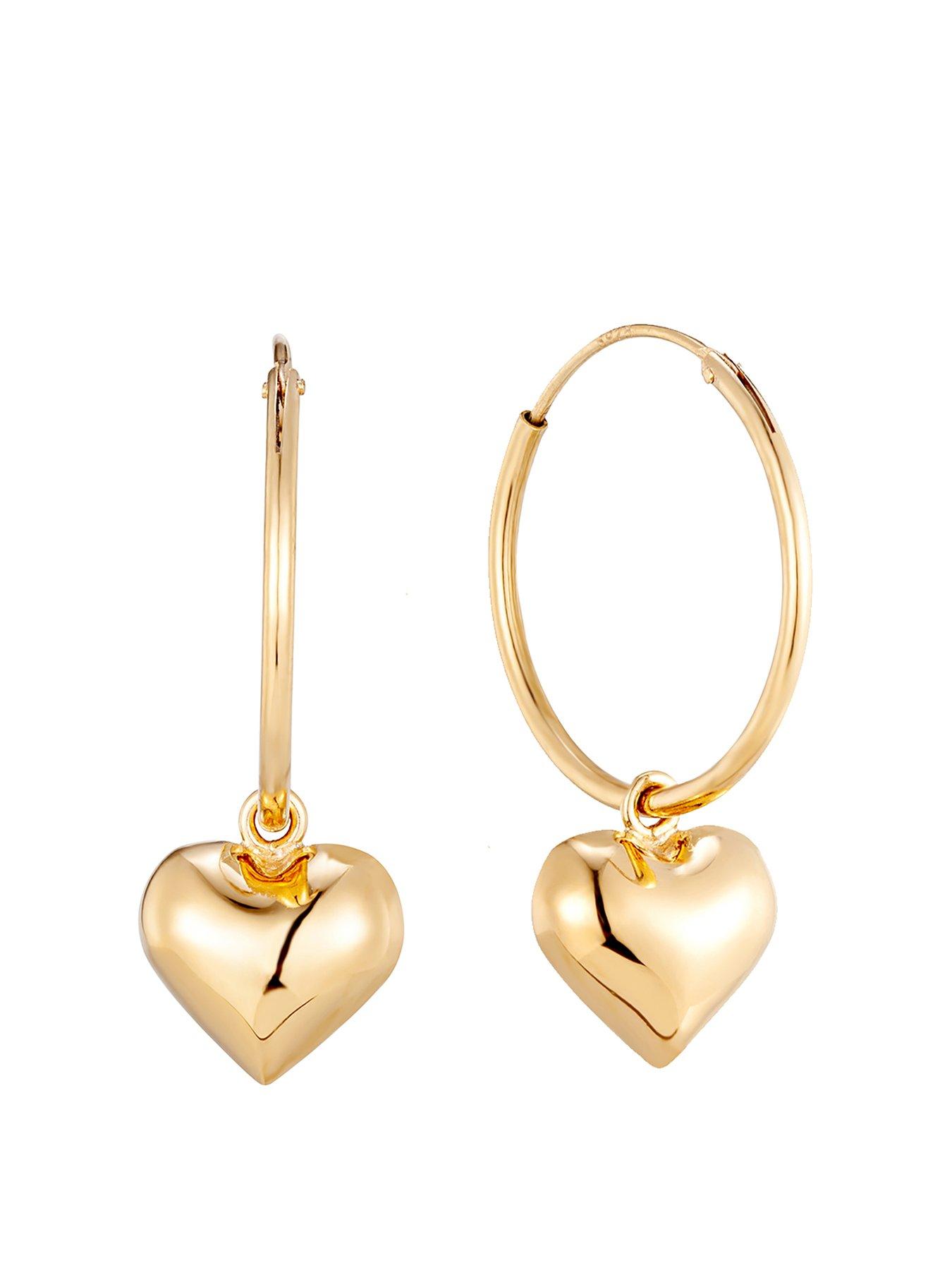 undefined 18ct Gold Vermeil Puffy Heart Hoops