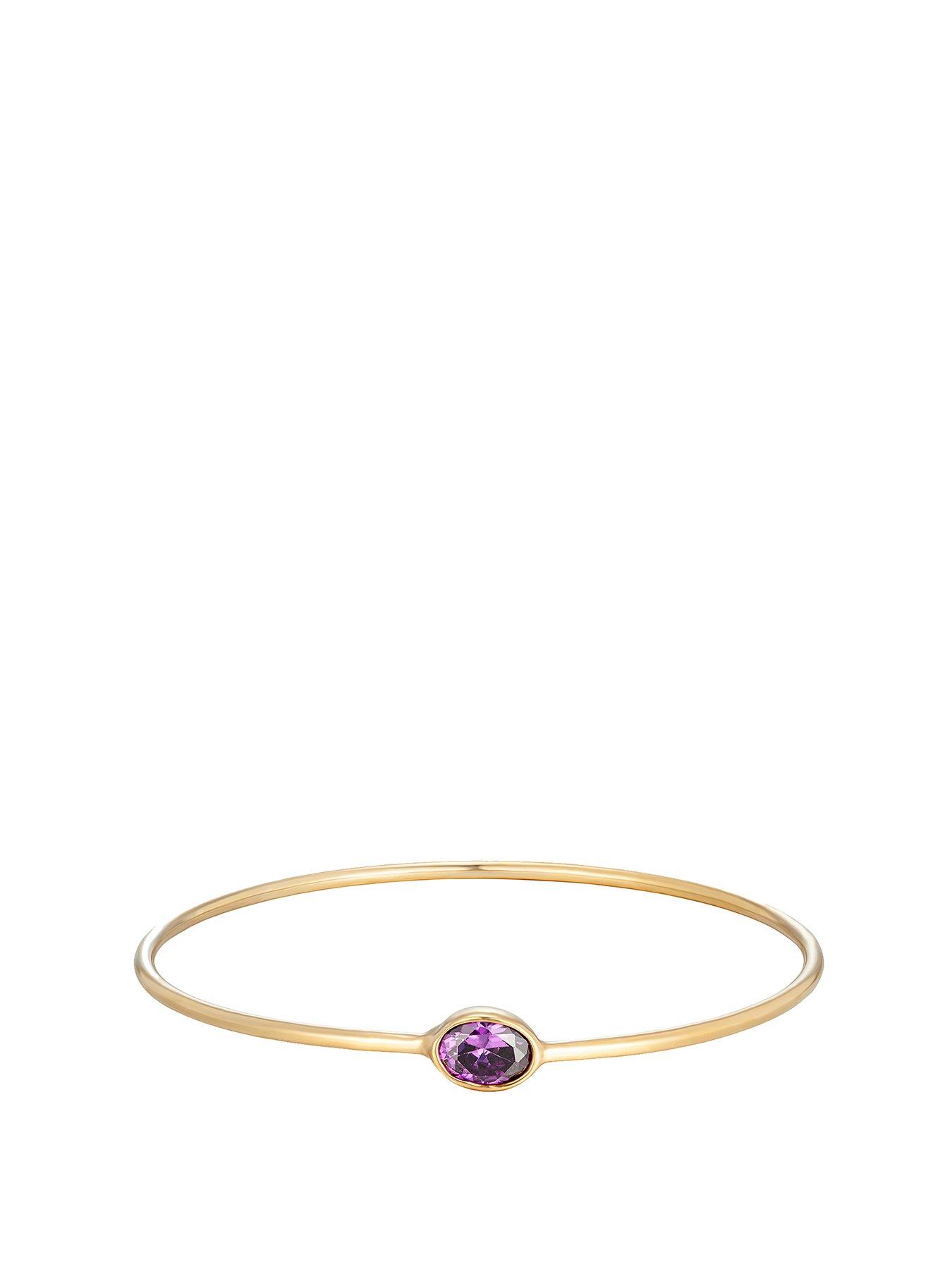 undefined 18ct Gold Vermeil Amethyst CZ Bangle