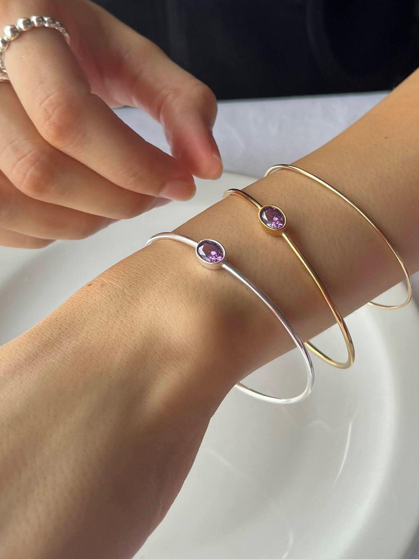 Image 3 of 5 of Seol + Gold 18ct Gold Vermeil Amethyst CZ Bangle
