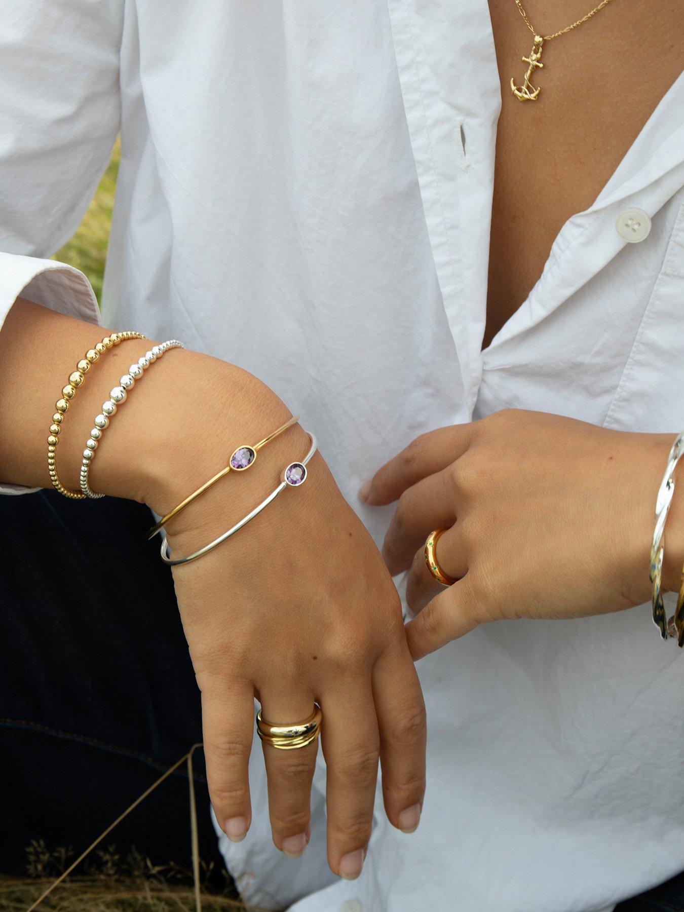 Image 4 of 5 of Seol + Gold 18ct Gold Vermeil Amethyst CZ Bangle