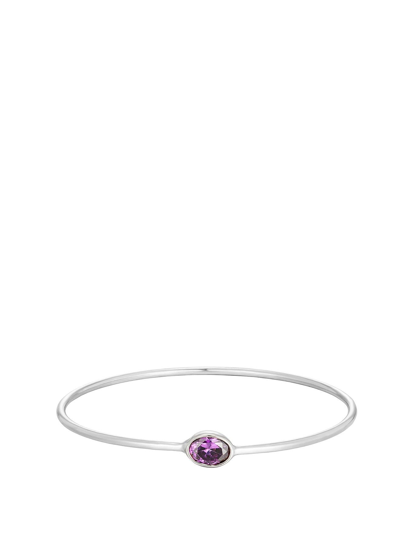 undefined Sterling Silver Amethyst CZ Bangle