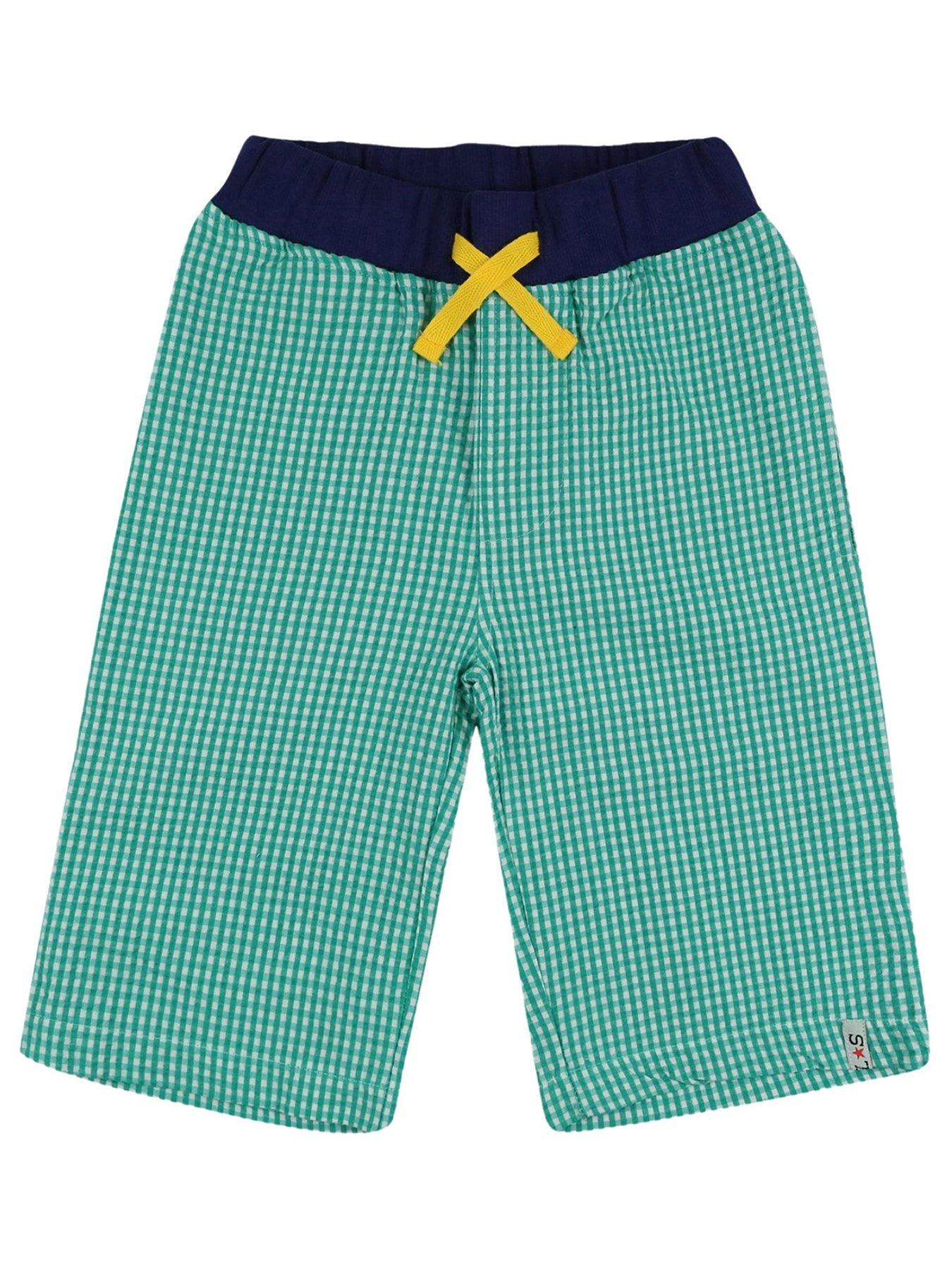 lilly-sid-boys-gingham-print-shorts-green