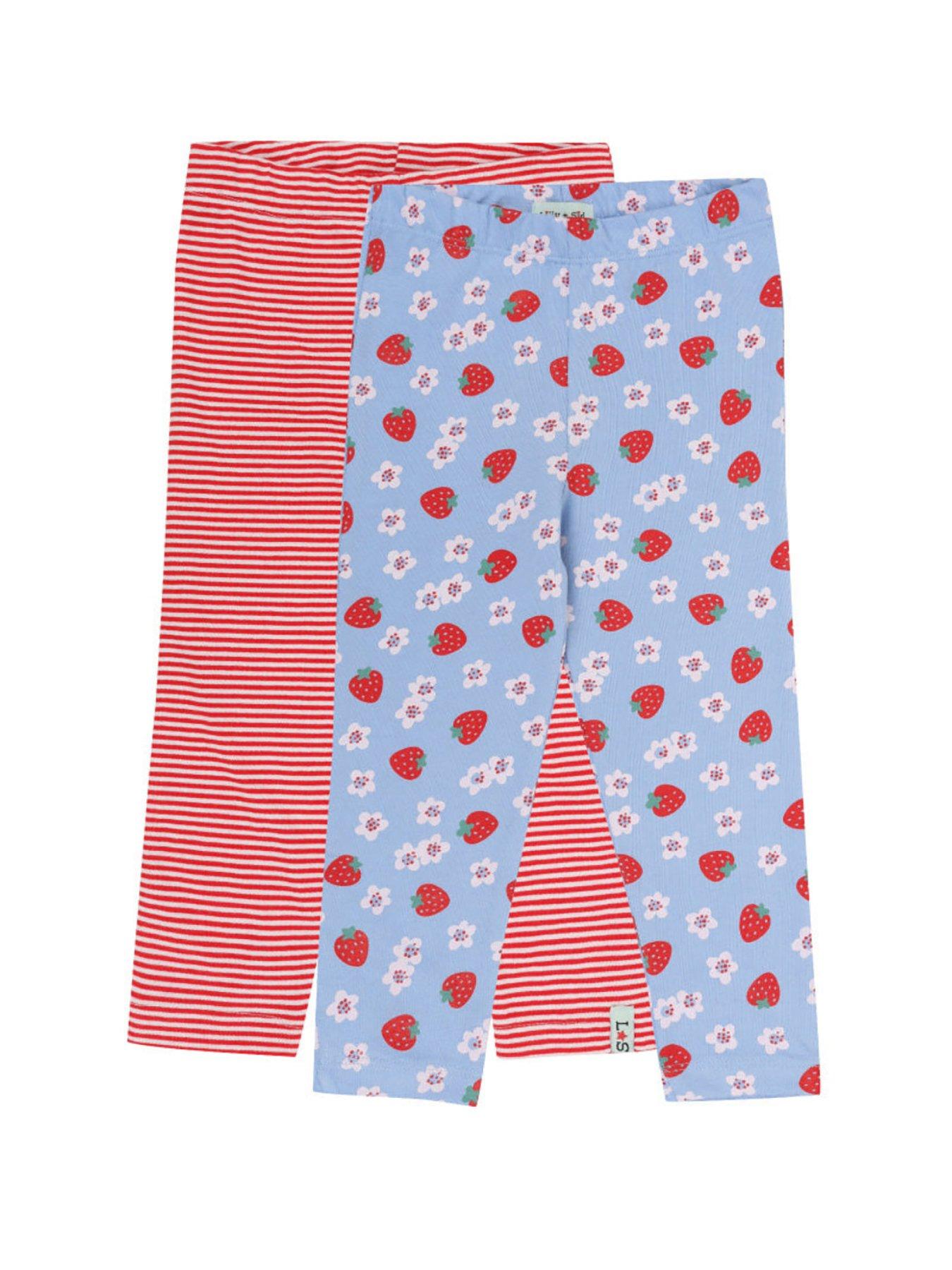 undefined Girls 2 Pack Strawberry And Stripe Print Leggings - Multi