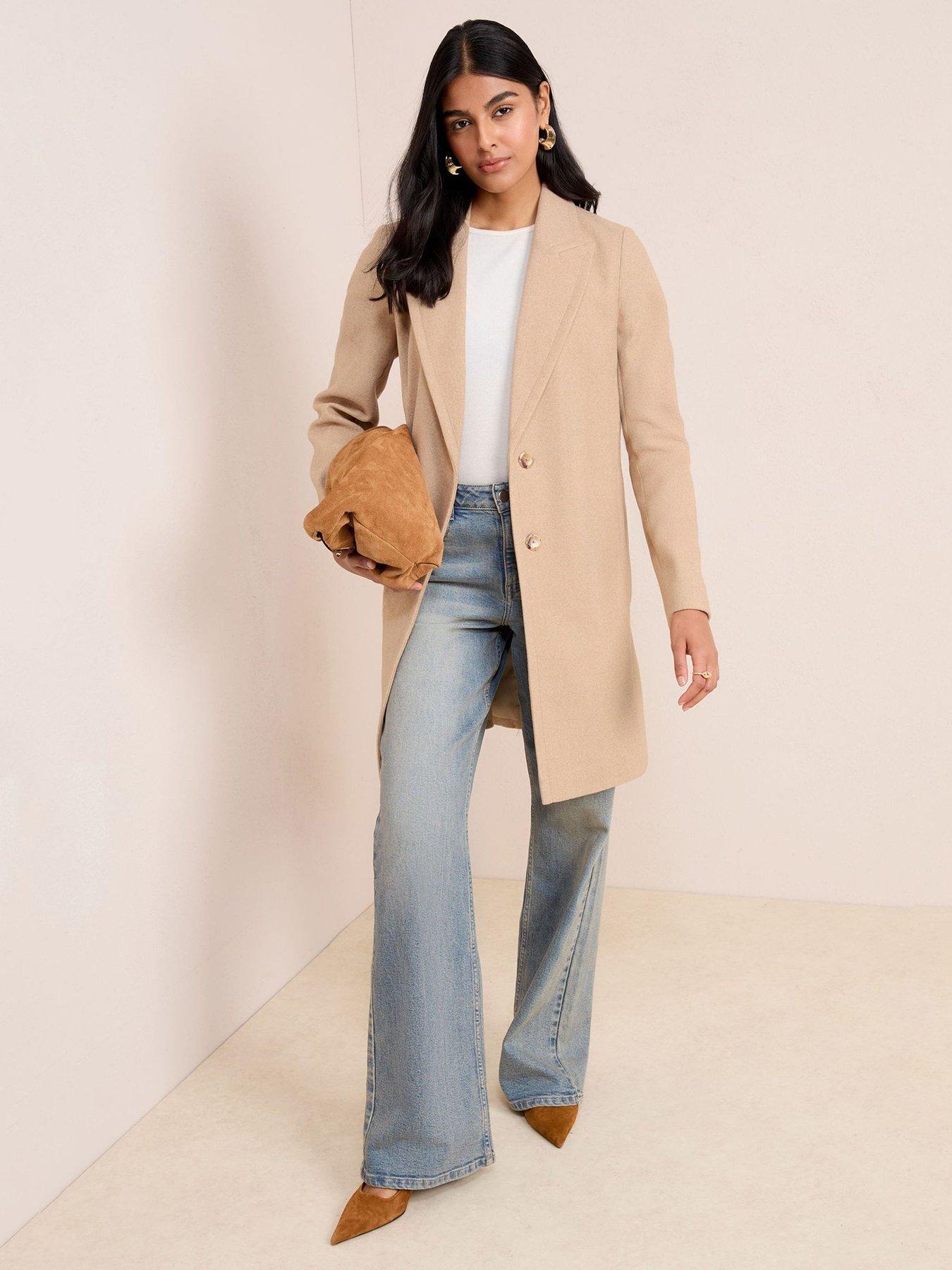 undefined Tailored Single Button Coat - Beige
