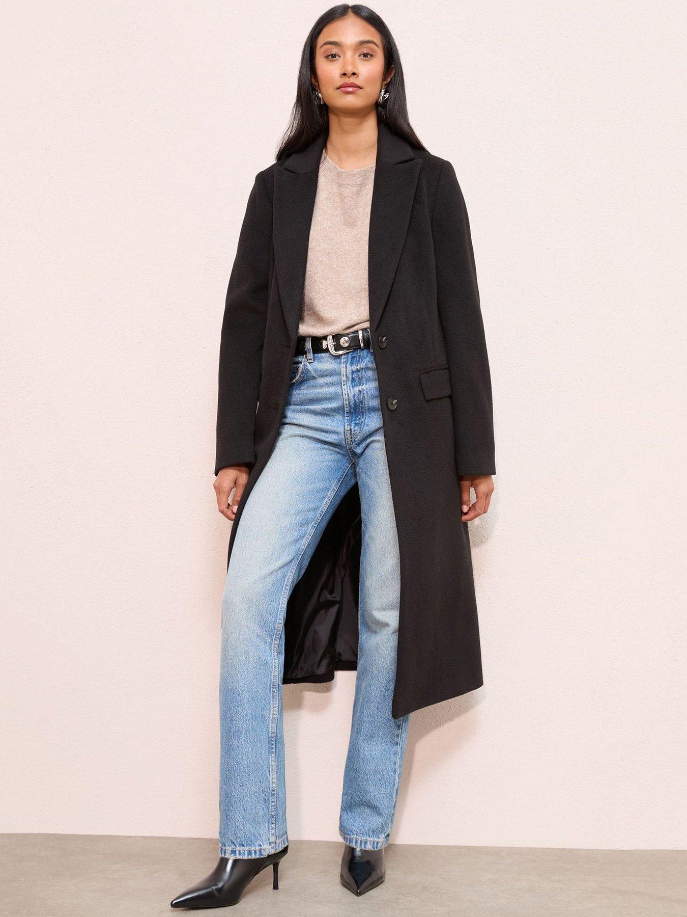 undefined Tailored Single Button Coat - Black