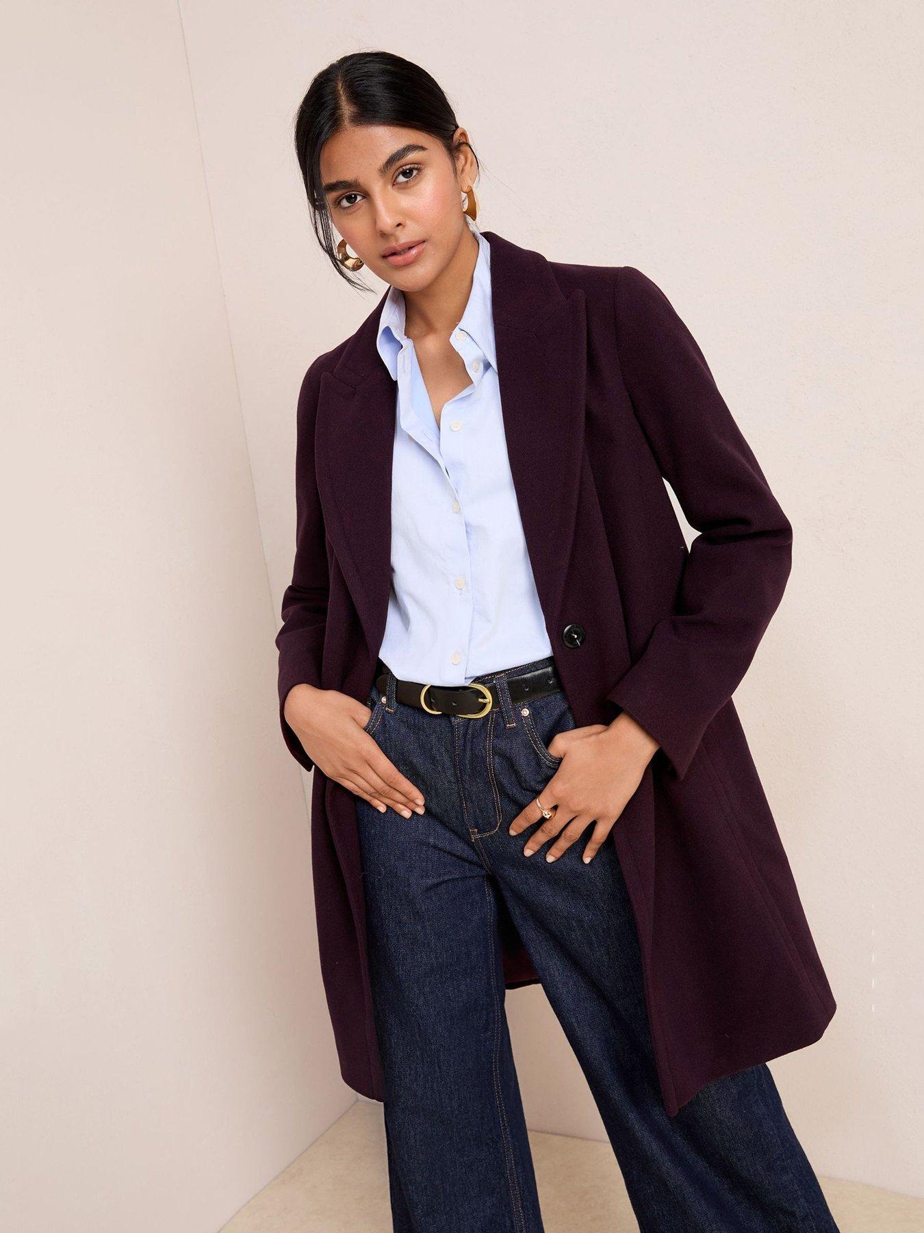 undefined Tailored Single Button Coat - Burgundy Red