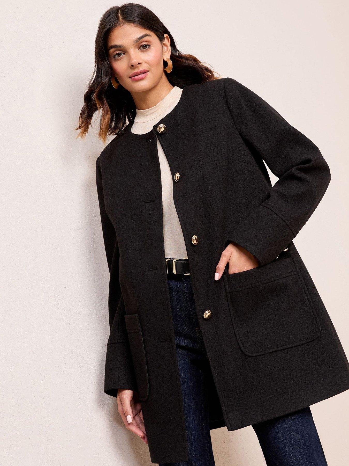 undefined Smart Button Up Midi Coat - Black
