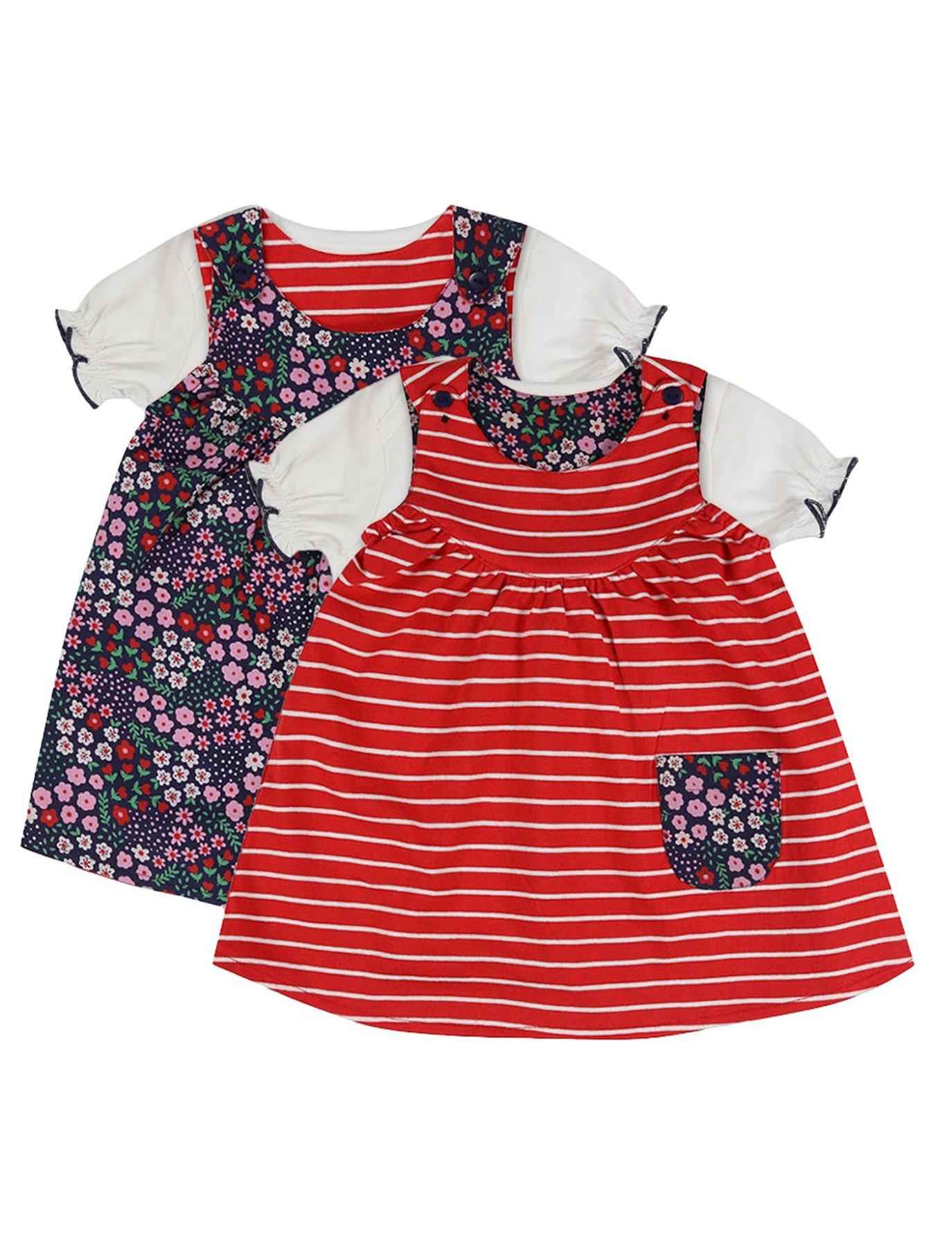 undefined Baby Girls Multicoloured Stripe And Floral Print Dress And Top Set - Multi