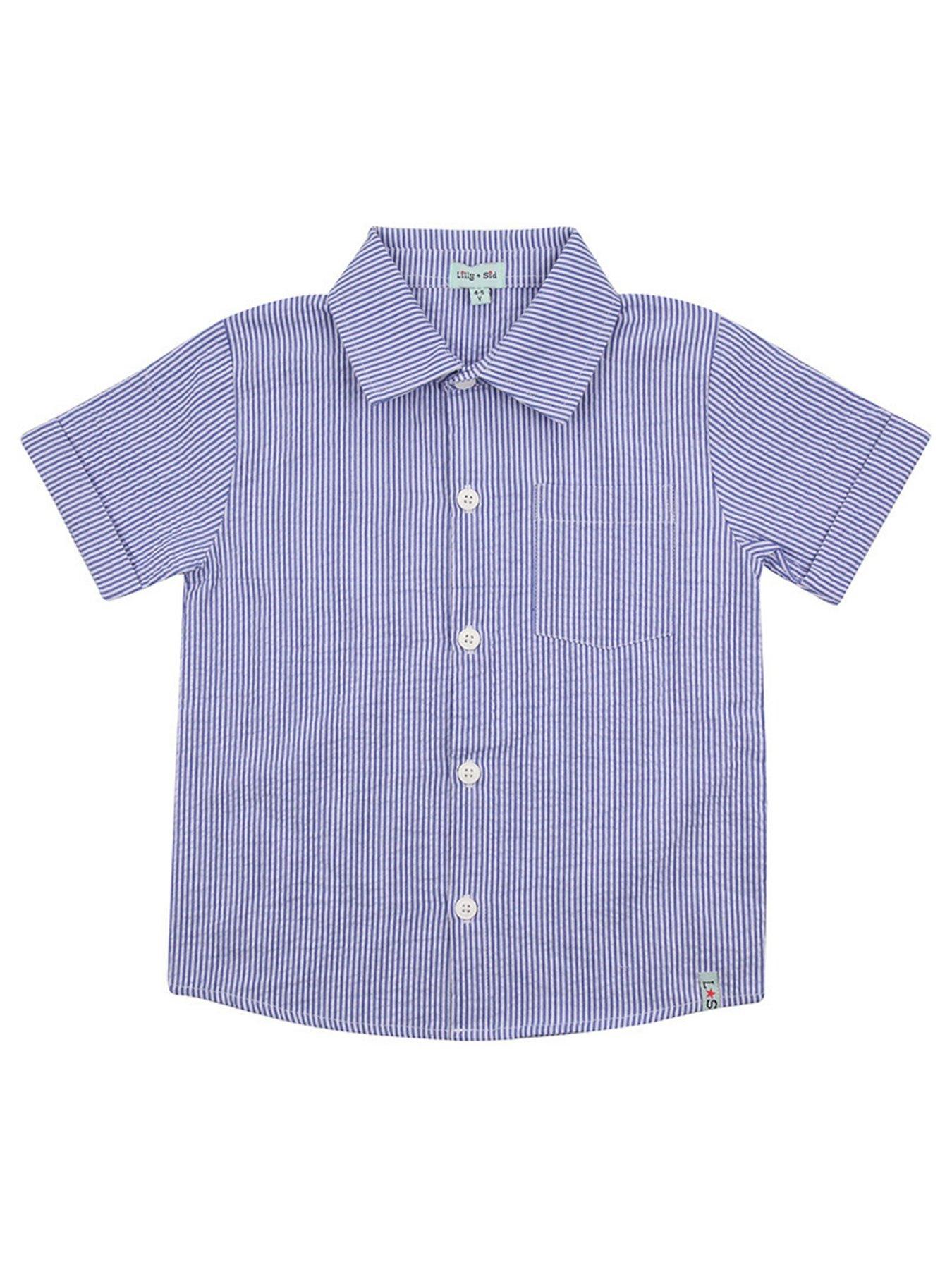 Lilly + Sid Boys Stripe Print Shirt, Blue, Size 4-5 Years