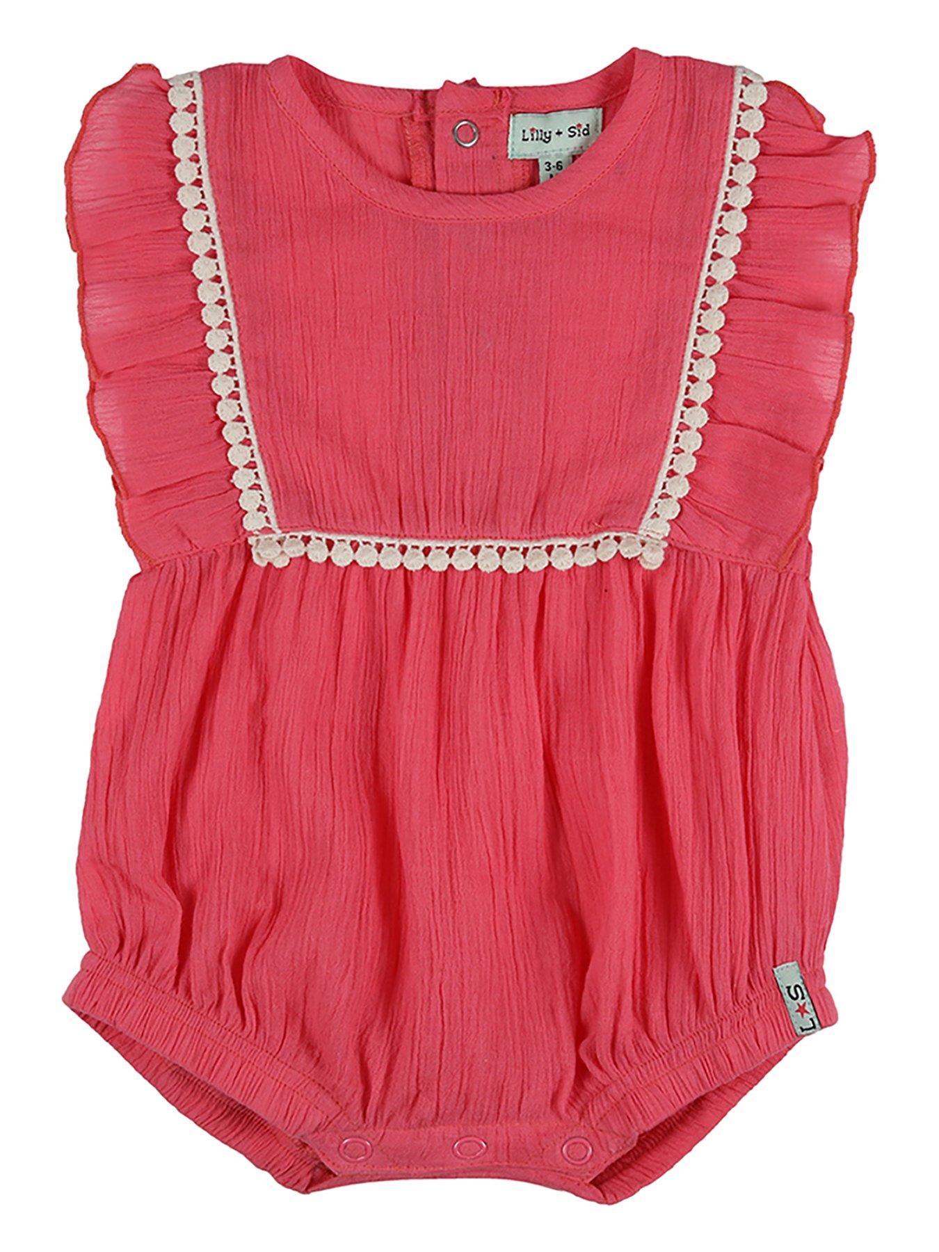 undefined Baby Girls Pink Plain Romper - Pink