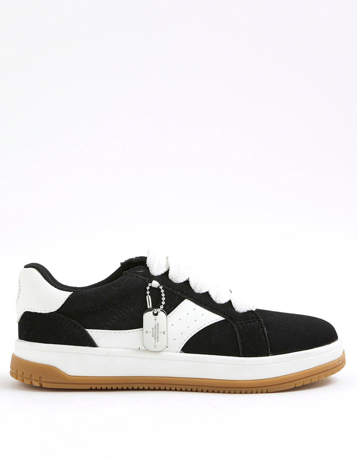 Image 1 of 5 of River Island Older Boys Lace Up Trainers - Black