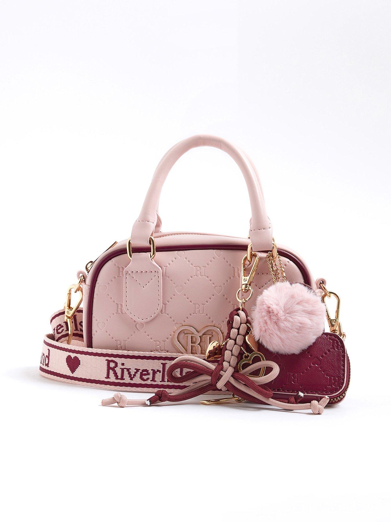 undefined Older Girls Monogram Charm Barrel Bag - Pink