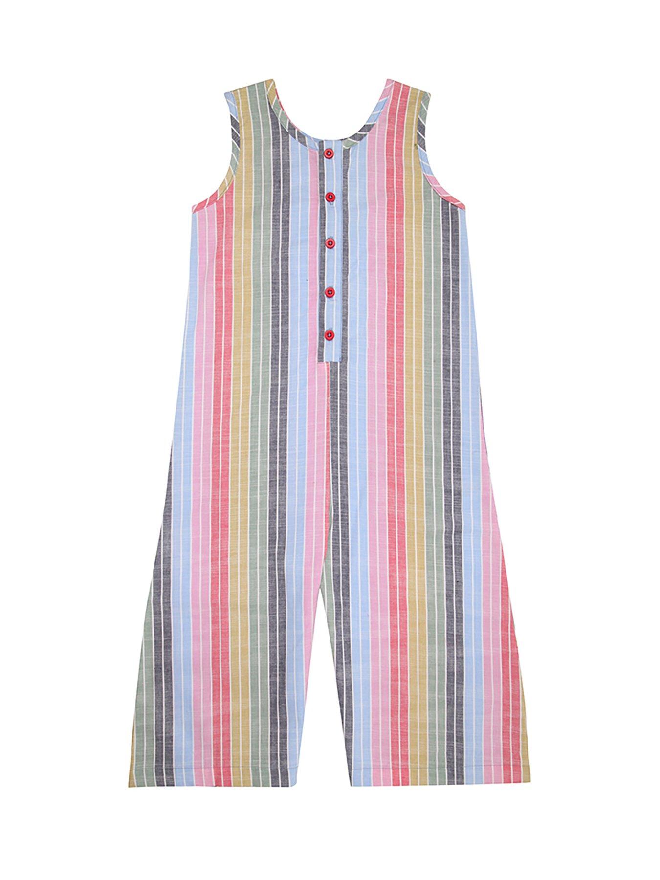Image 4 of 5 of Lilly + Sid Girls Multicoloured Rainbow Stripe Print Playsuit - Multi