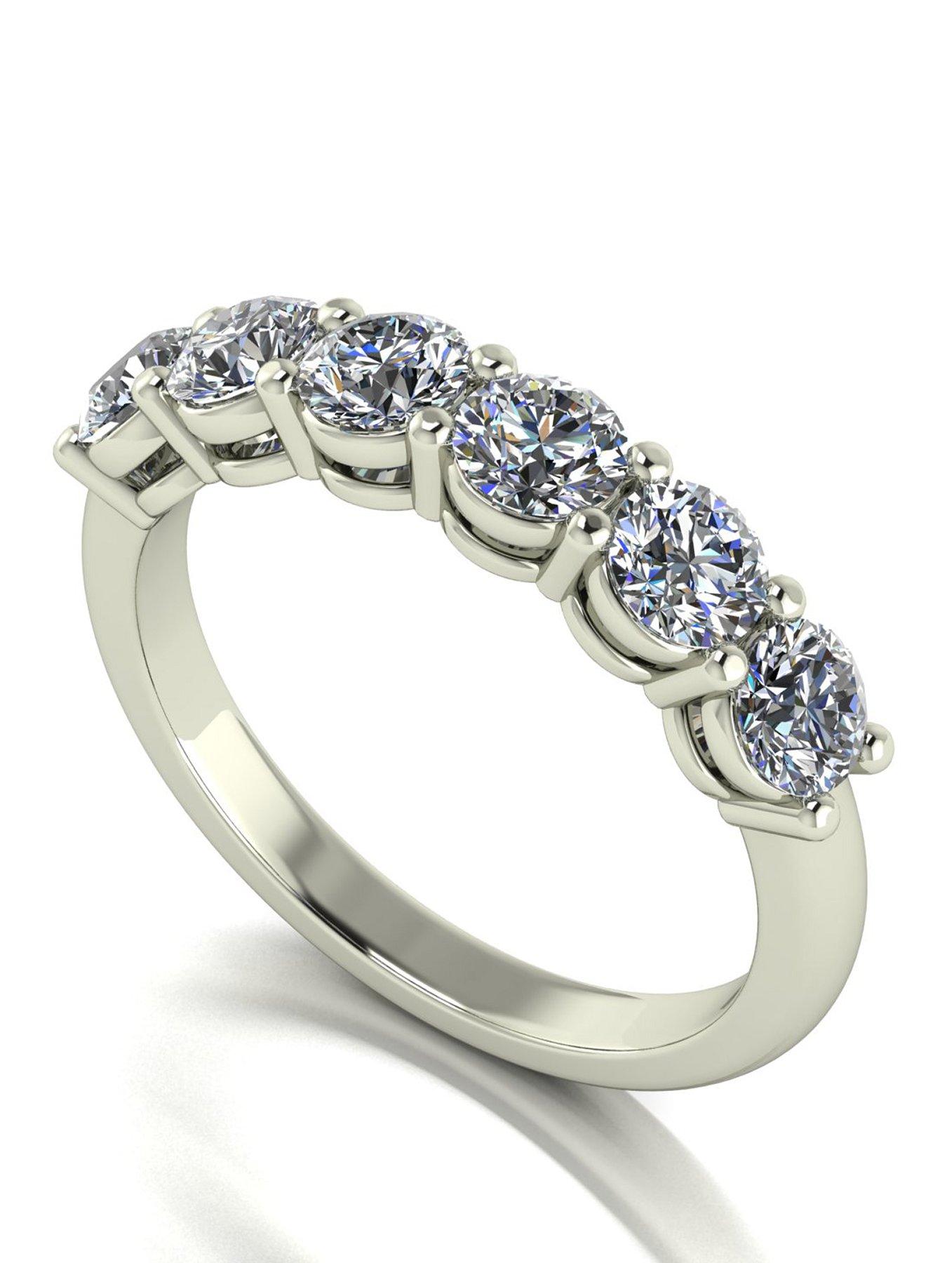 Moissanite 9Ct Gold 6 Stone Eternity Ring - White