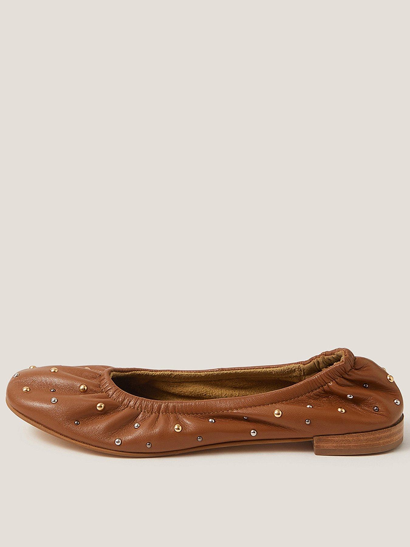 Monsoon Mila Stud Ballet Pump - Tan
