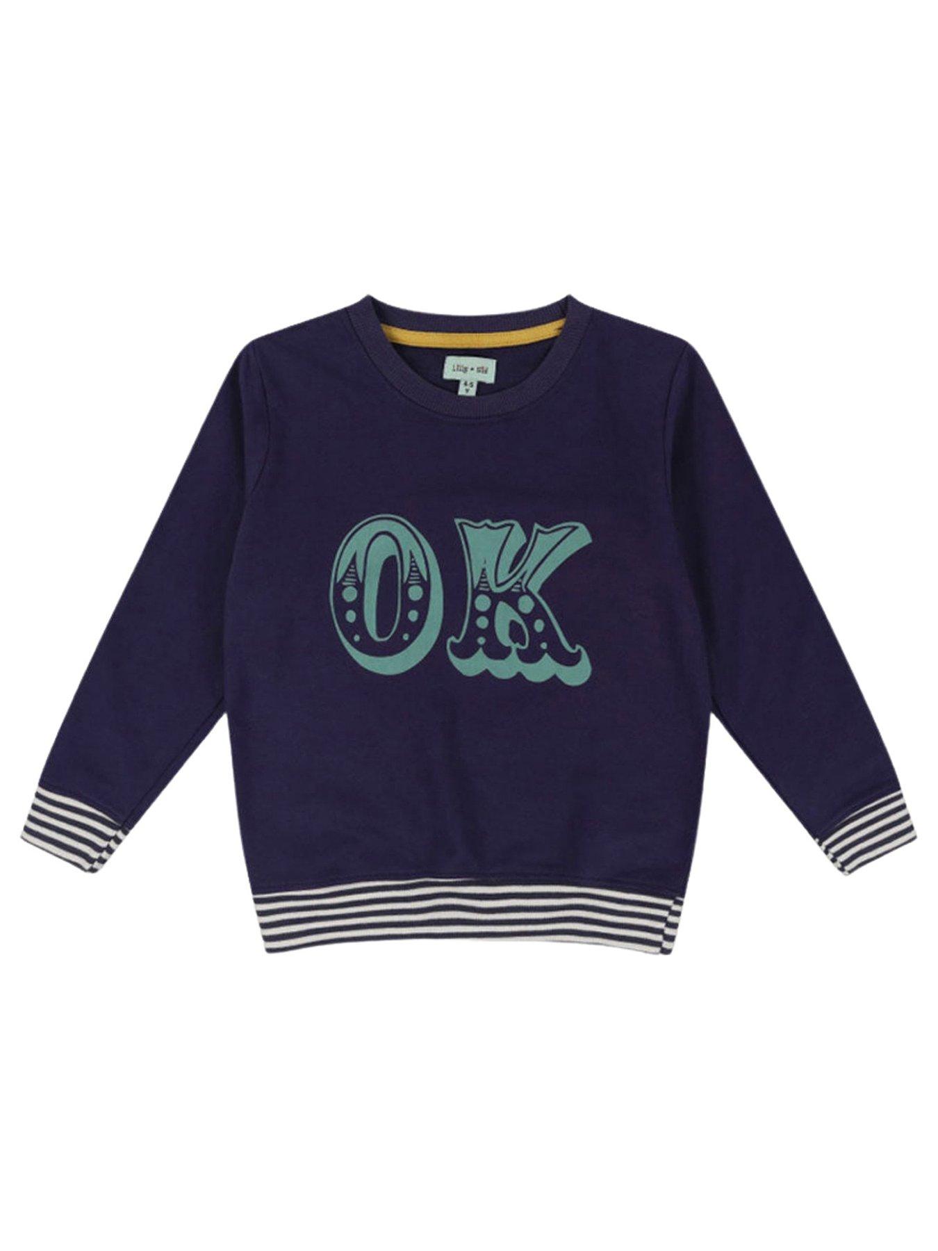 undefined Boys Navy OK Slogan Print Sweatshirt - Navy