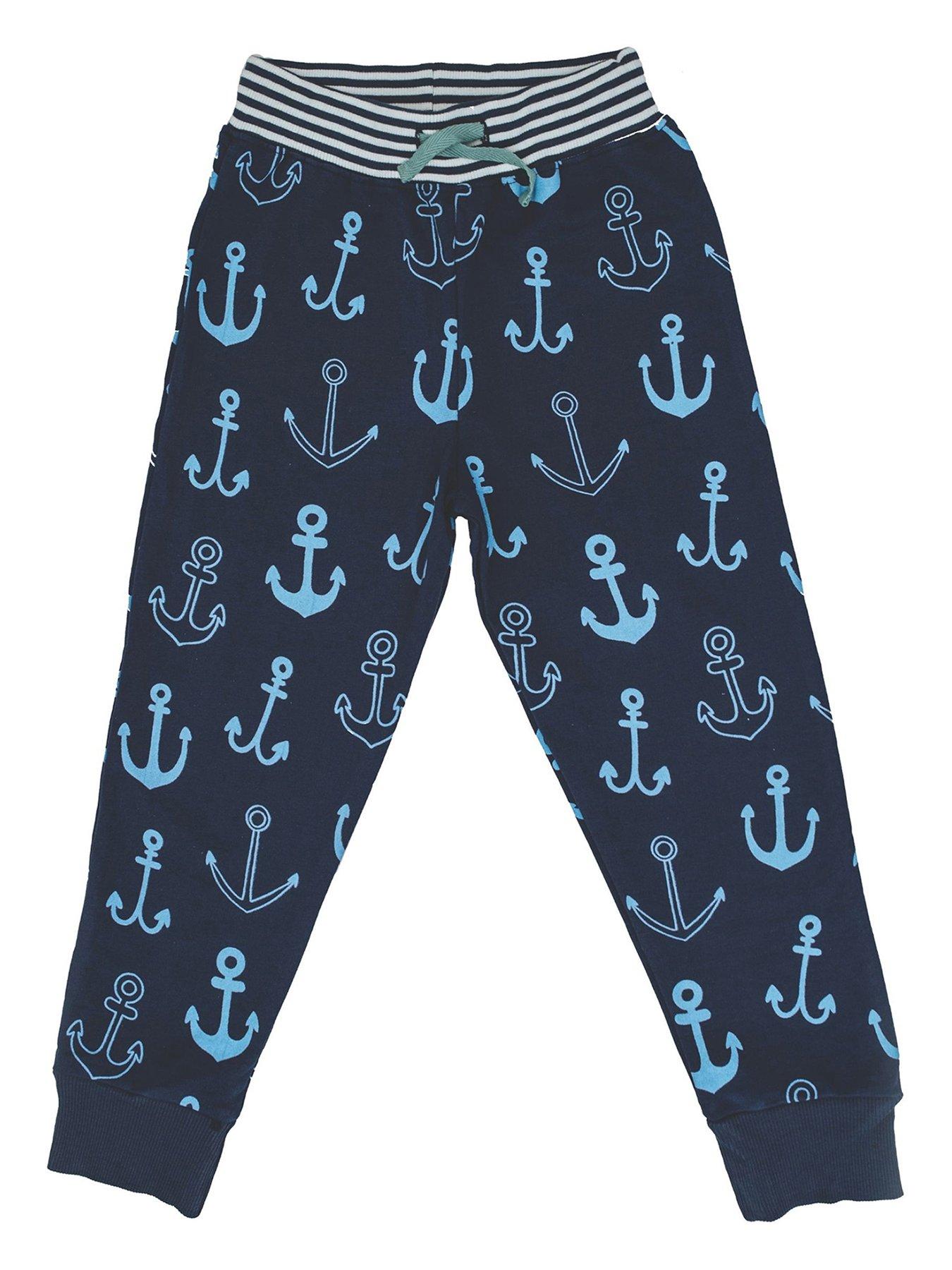 undefined Boys Navy Anchor Print Joggers - Navy