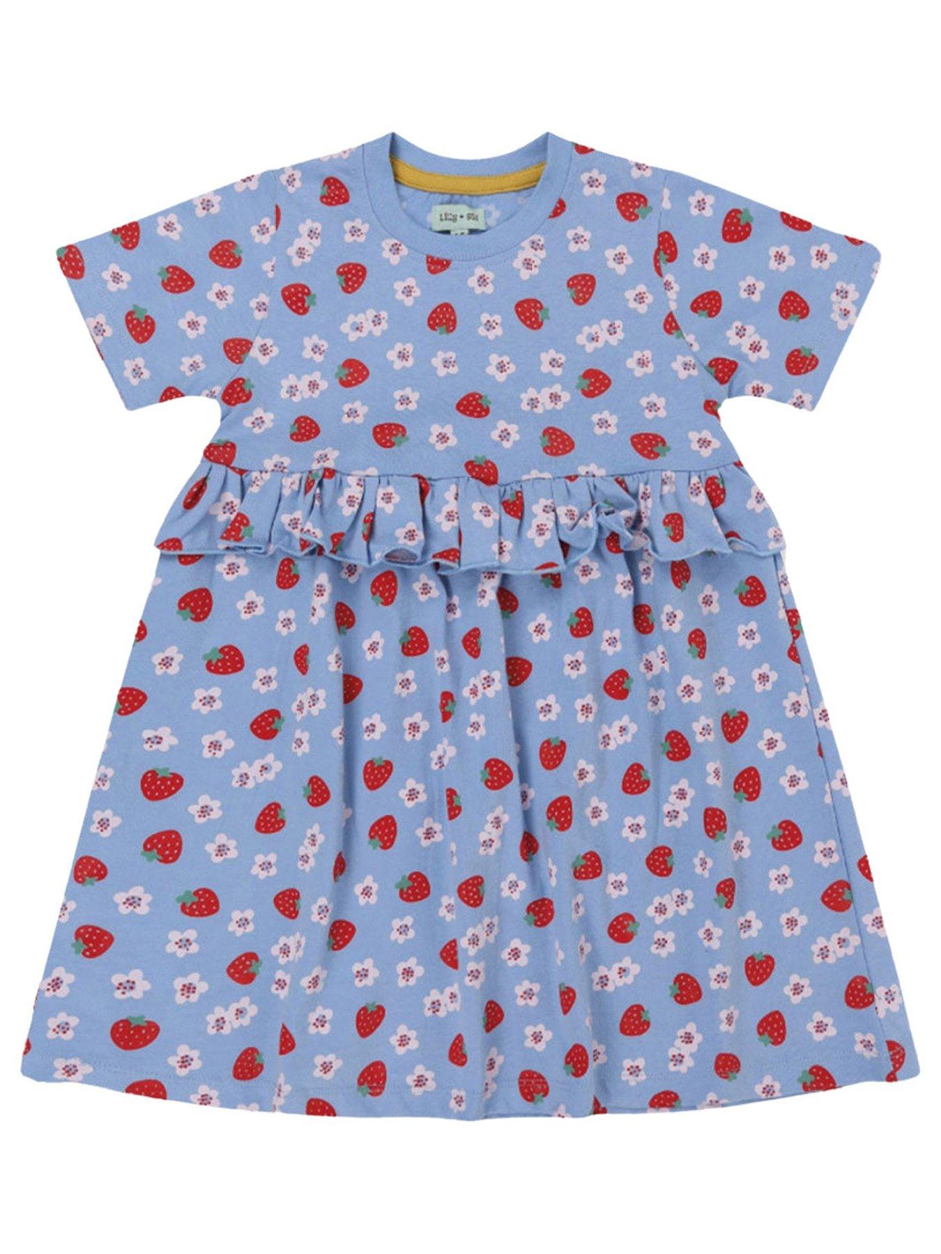 undefined Girls Strawberry Print Dress - Blue