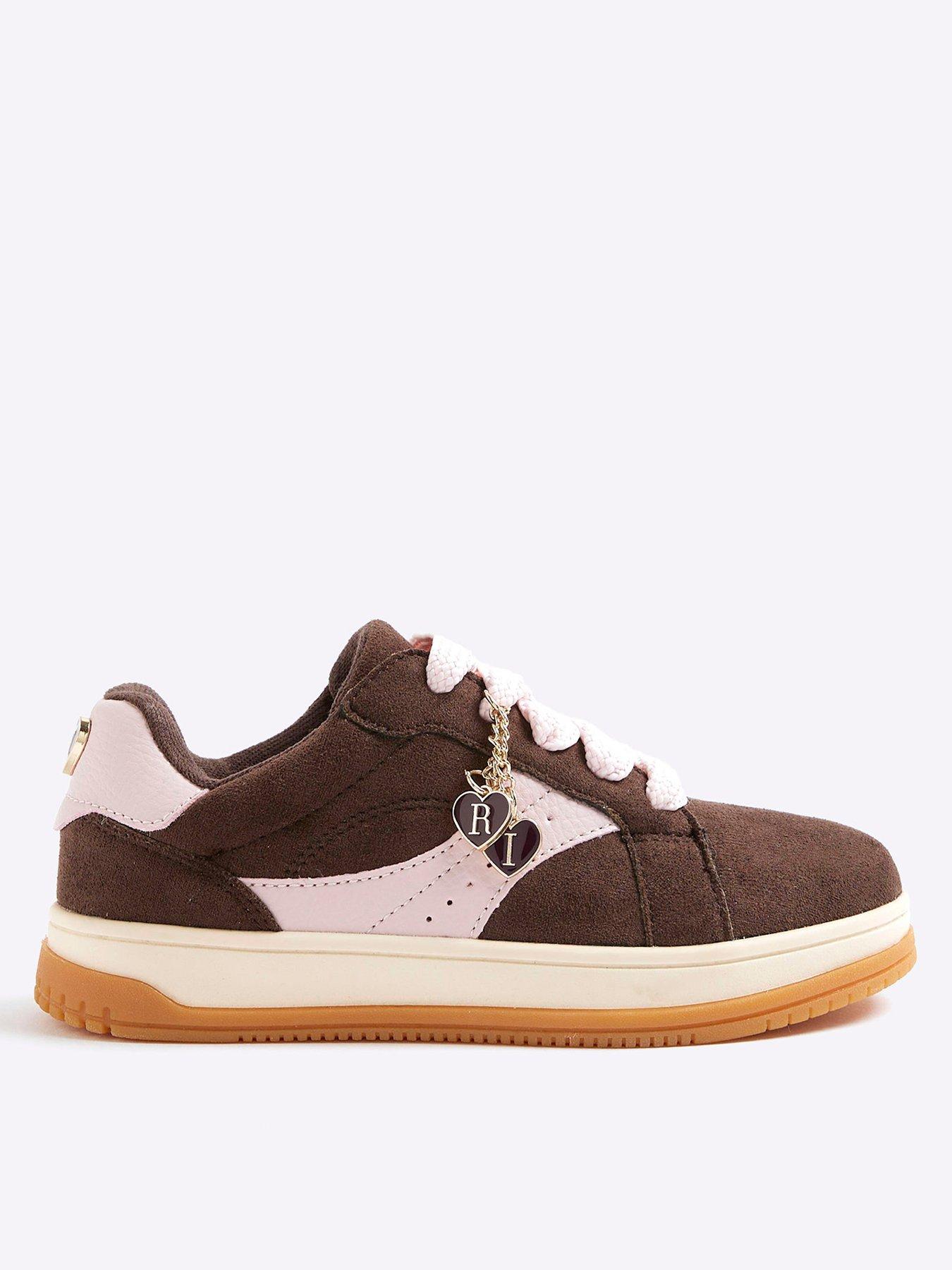 undefined Older Girls Heart Charm Trainers - Brown