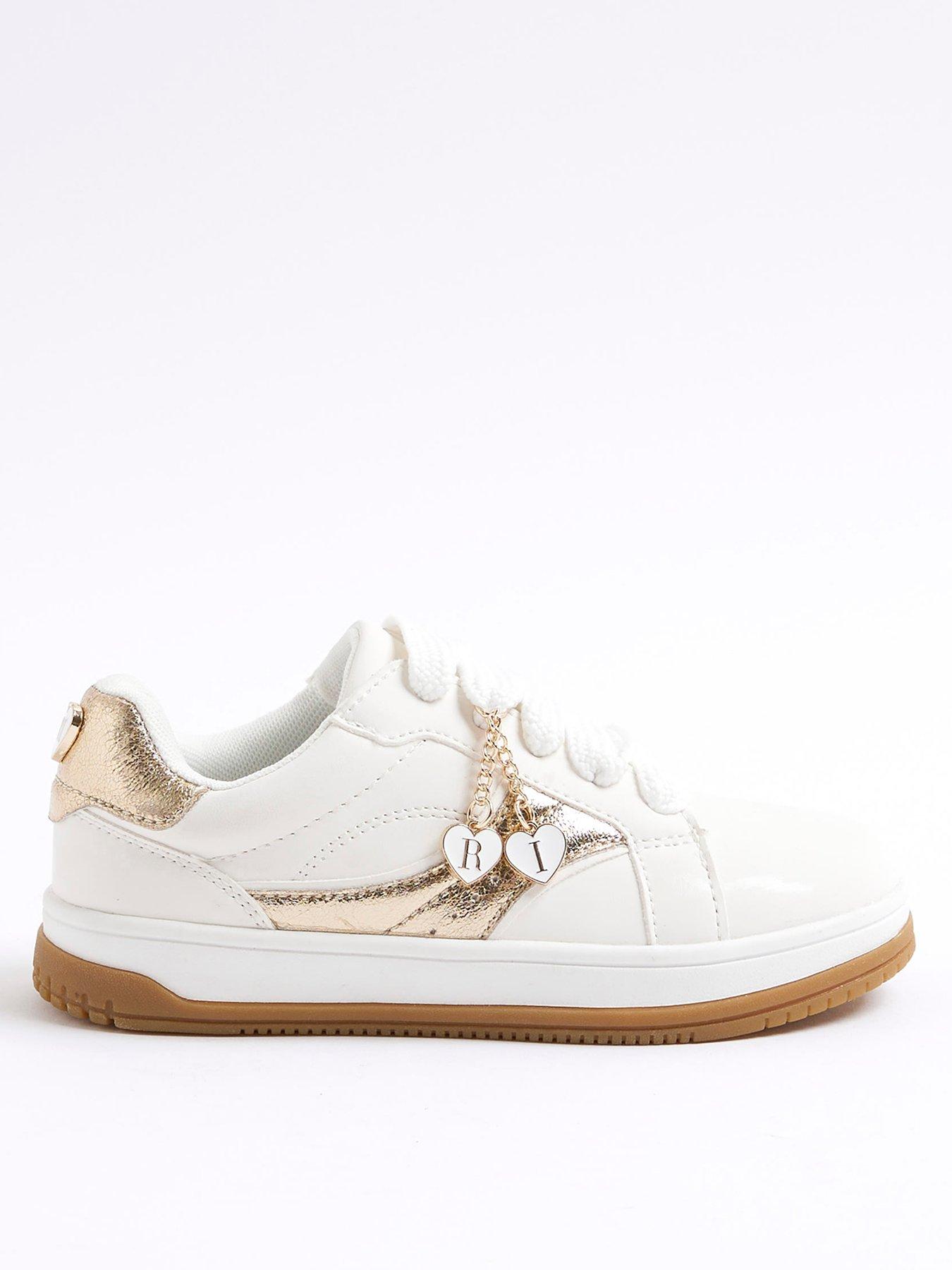 River Island Older Girls Heart Charm Trainers - White