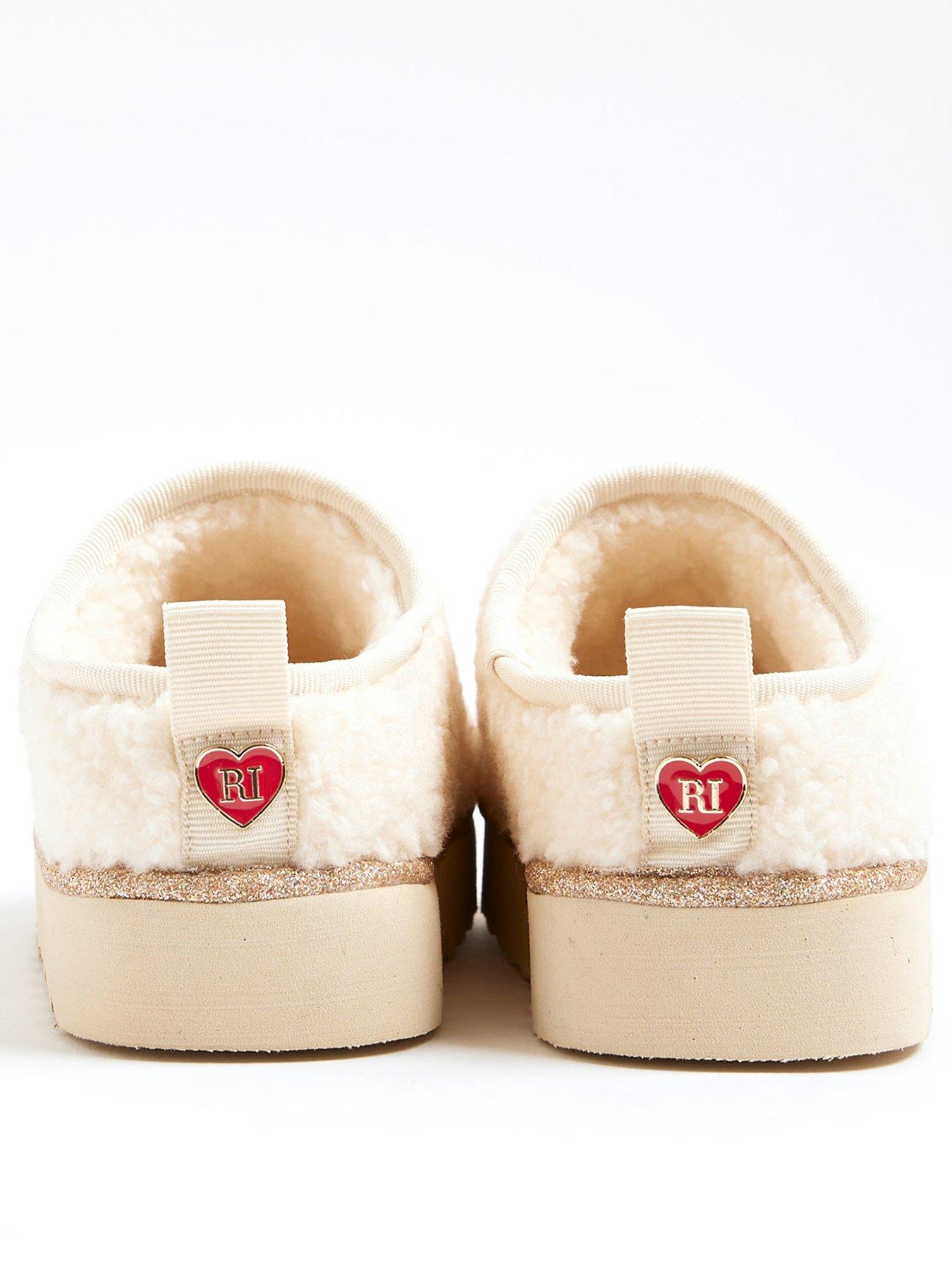 Image 3 of 5 of River Island Older Girls Christmas Gingerbread Man Slippers - Cream