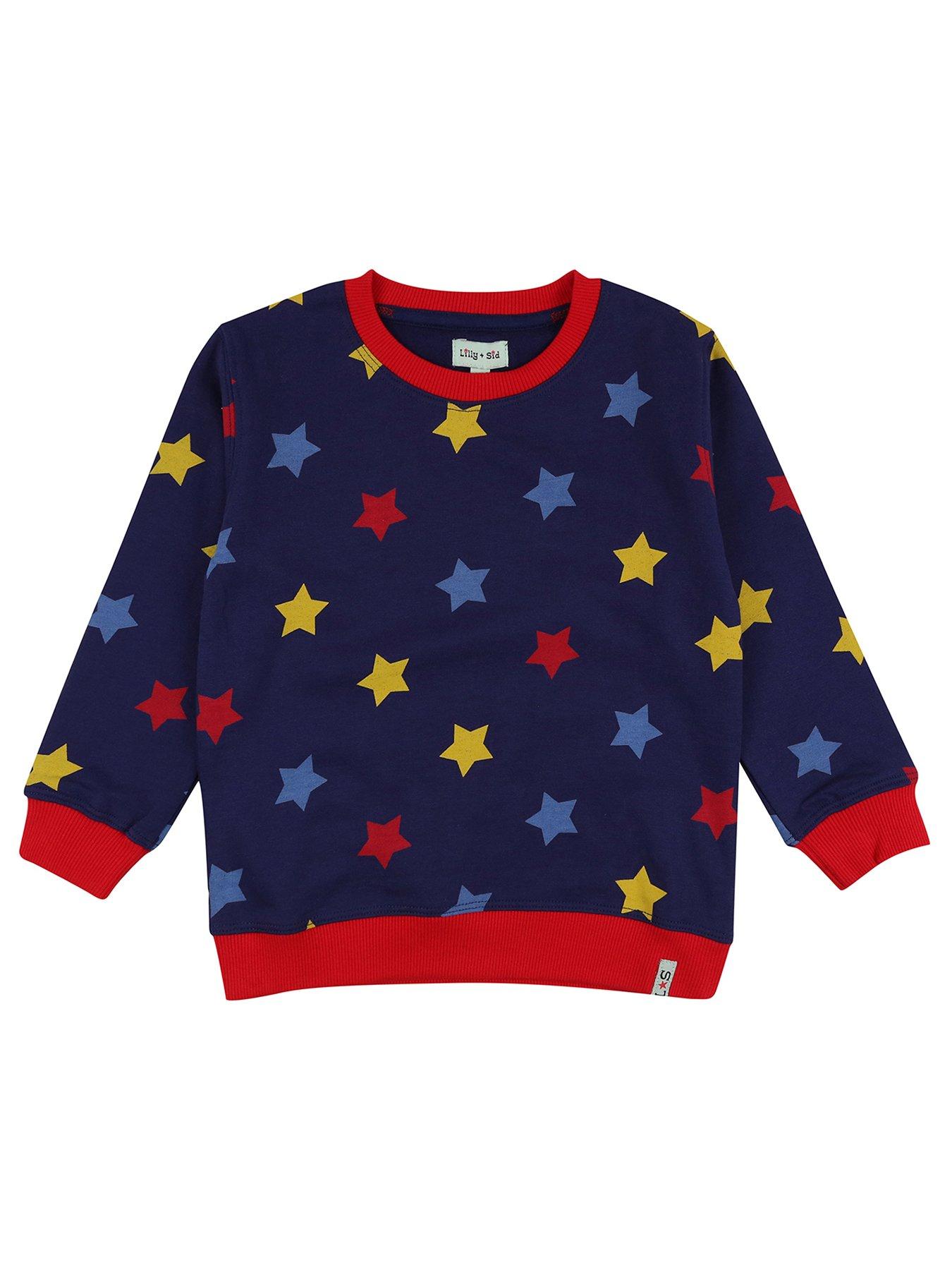 Image 1 of 2 of Lilly + Sid Boys Star Print Sweatshirt - Navy