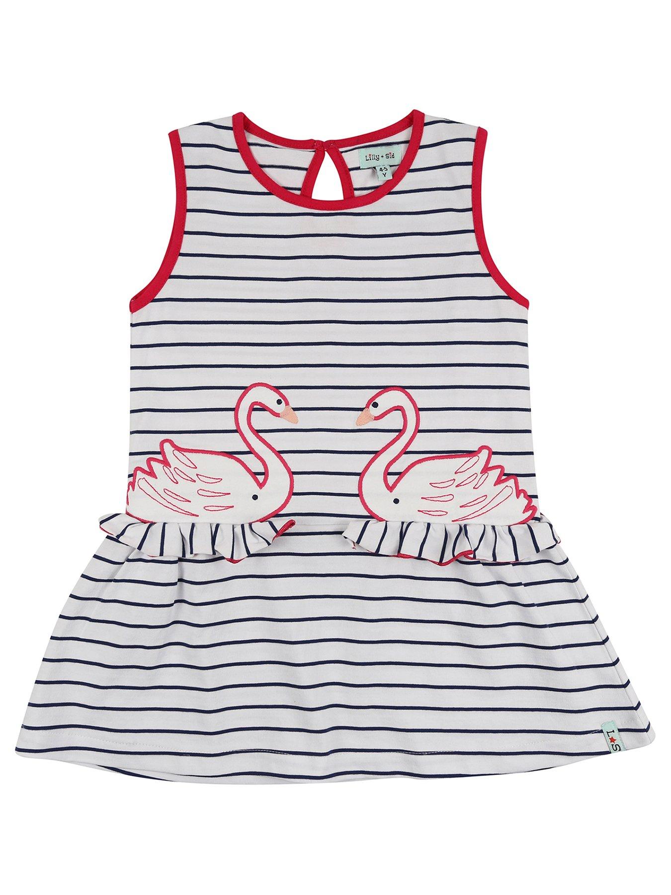 undefined Girls Multicoloured Swan Applique Dress - Multi