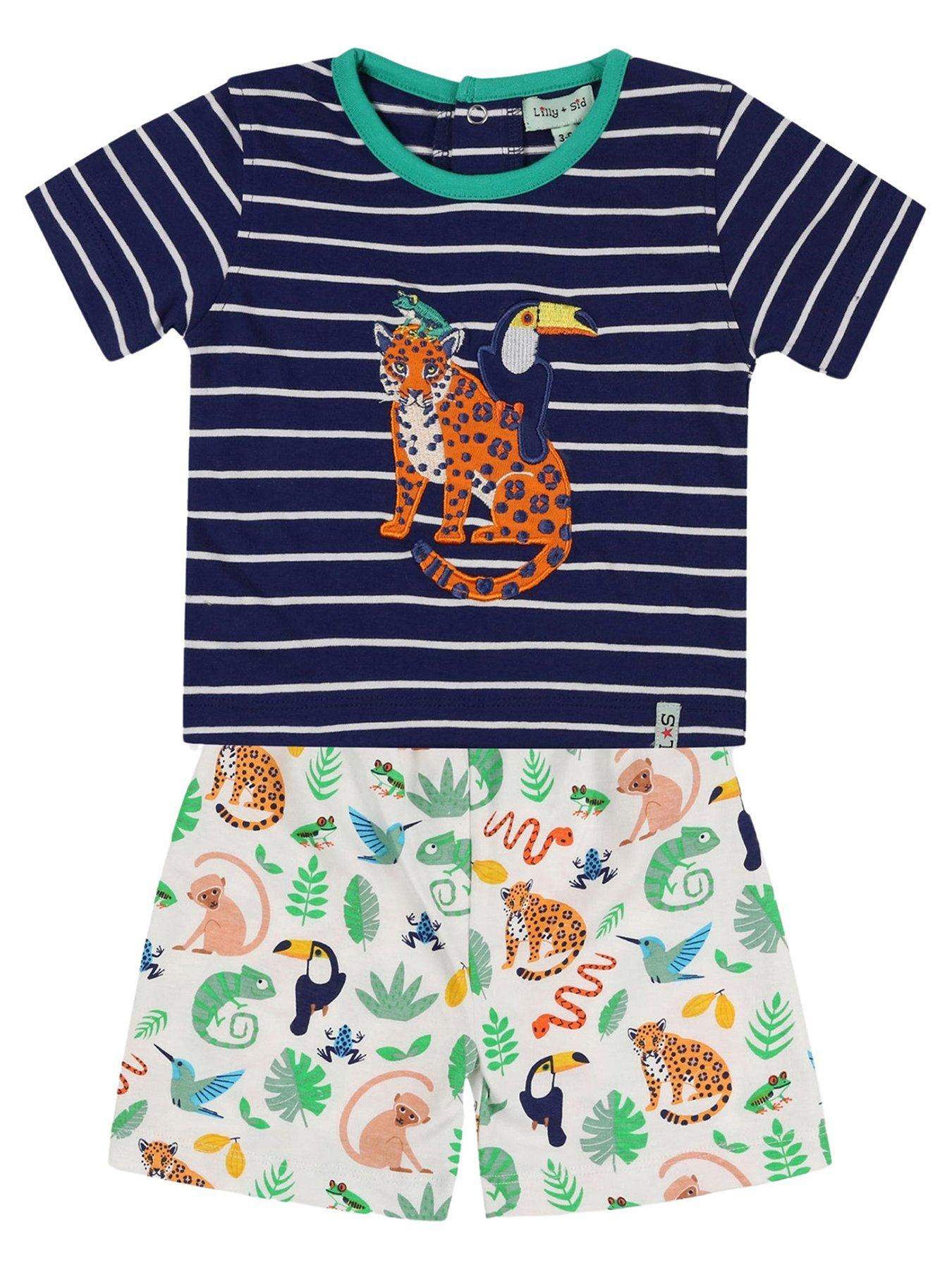 undefined Baby Boys Multicoloured Animal Safari Print Top And Short Set - Multi