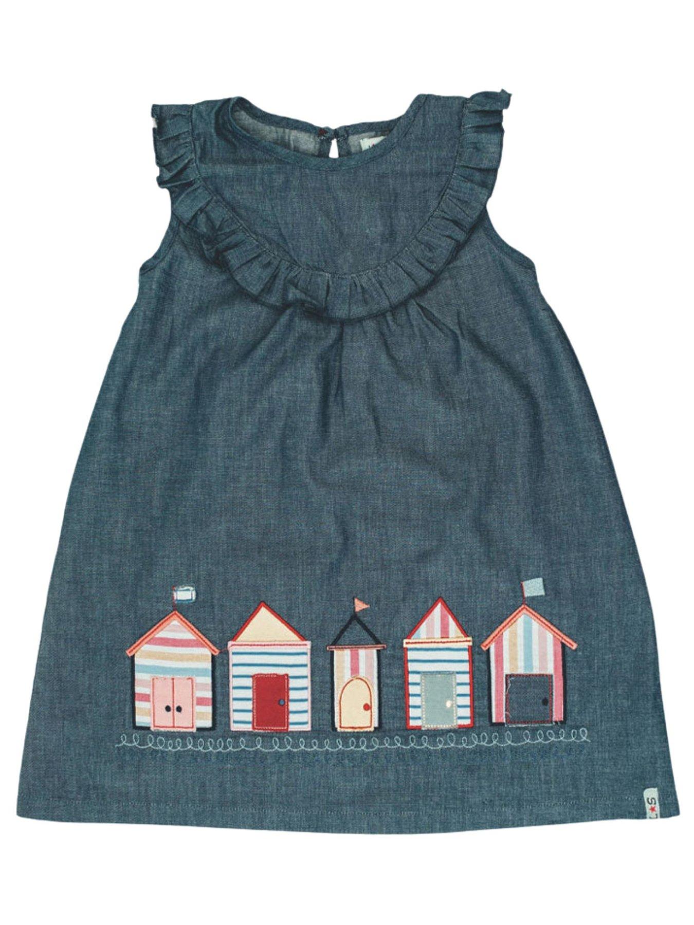 lilly-sid-girls-beach-hut-applique-dress-grey